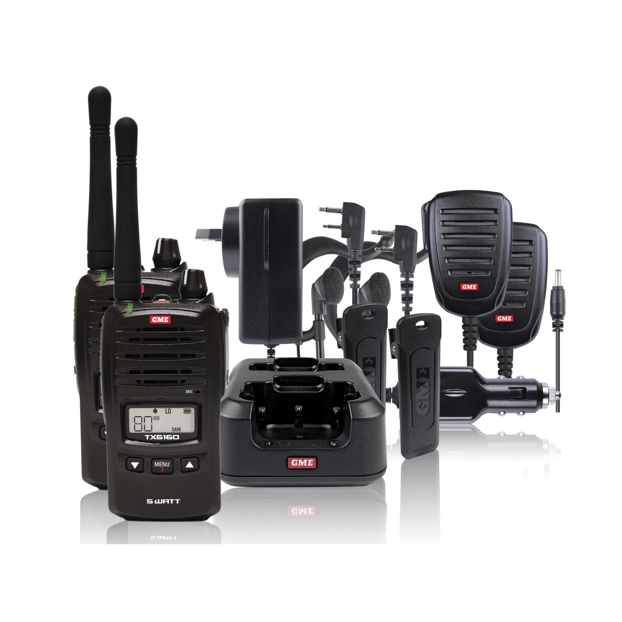 gme tx6160tp 5w 80 channel uhf handheld radio (twin pack)