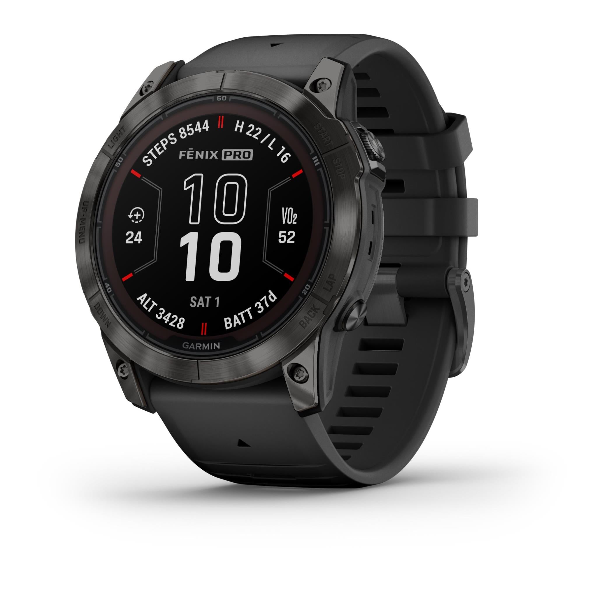 garmin fenix® 7x pro sapphire solar edition carbon grey titanium with black band