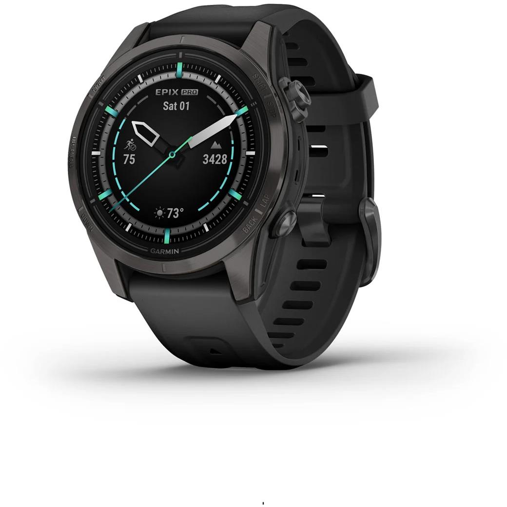 garmin epix™ pro (gen 2) sapphire edition 42mm carbon grey dlc titanium with black band