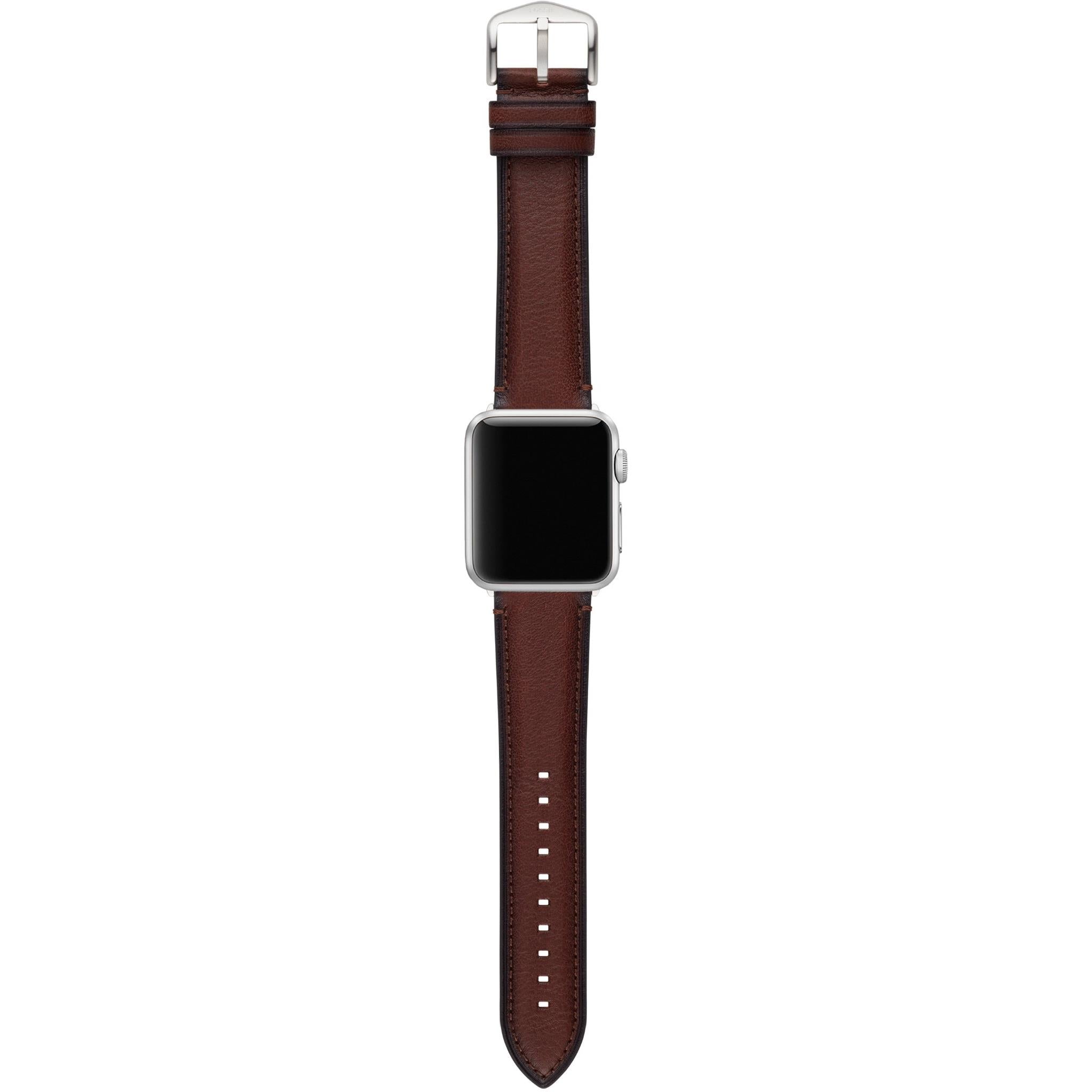 fossil men's brown leather band for apple watch 42/44/45mm