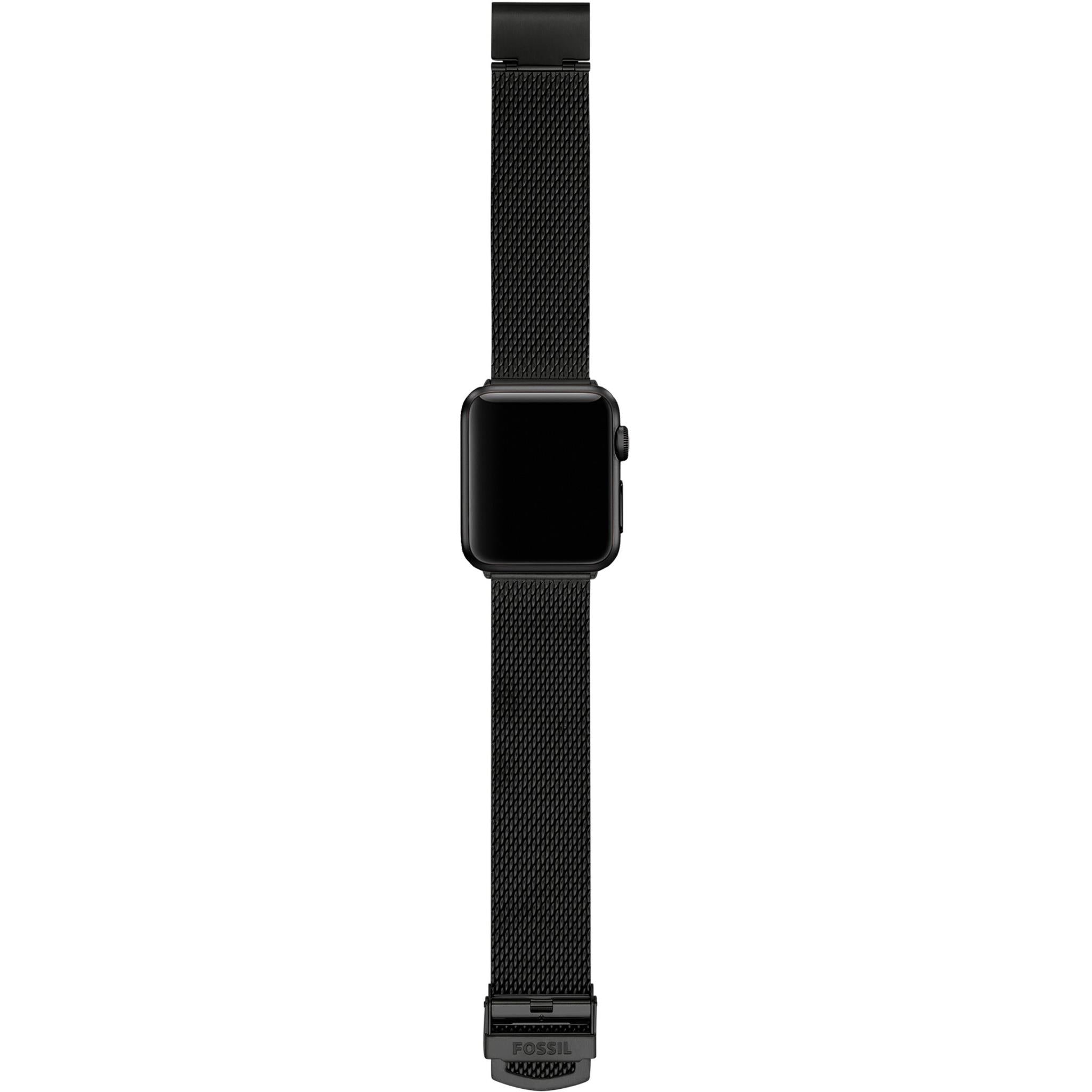 fossil men's black-tone stainless steel band for apple watch 42/44/45mm