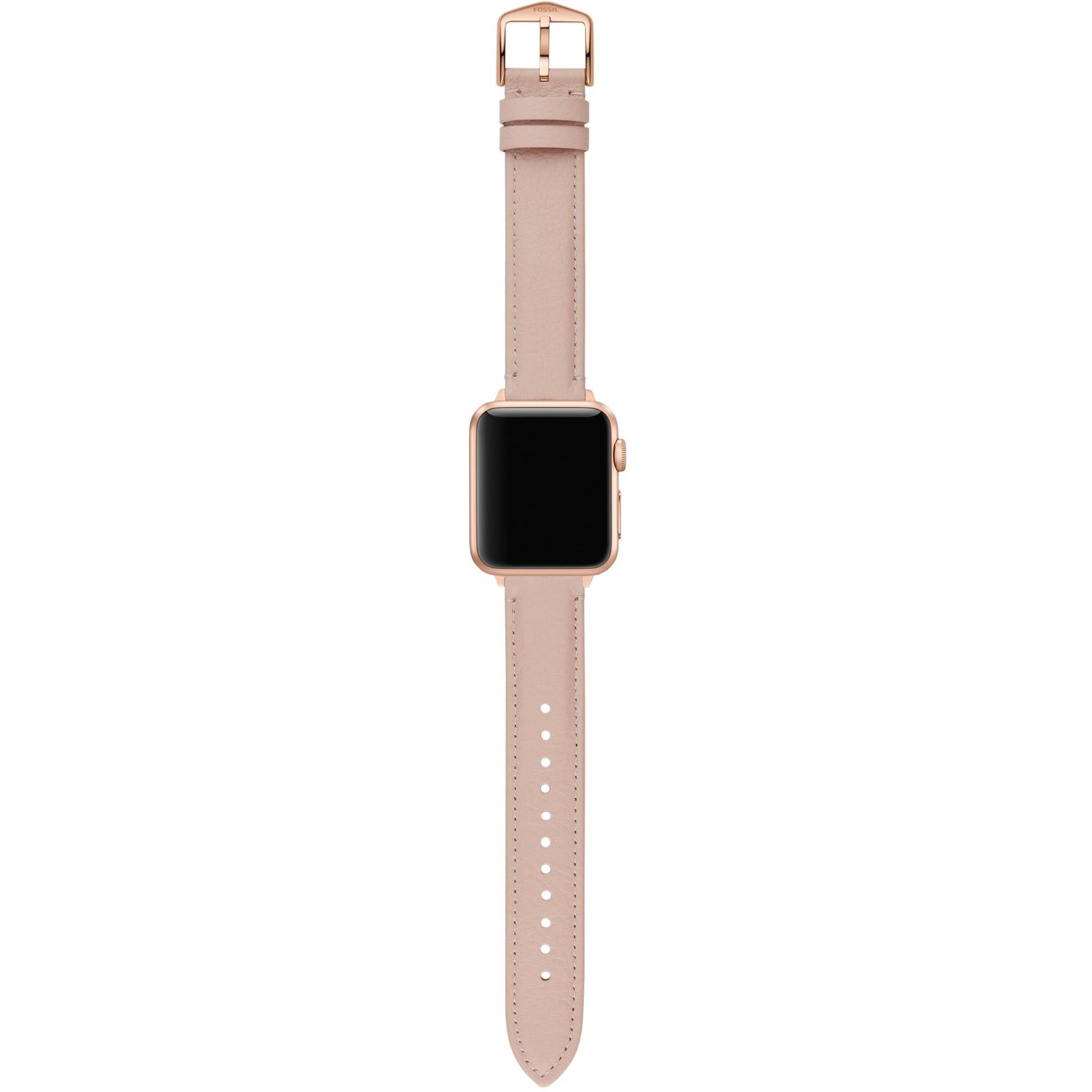 fossil women's blush leather band for apple watch 38/40/41mm