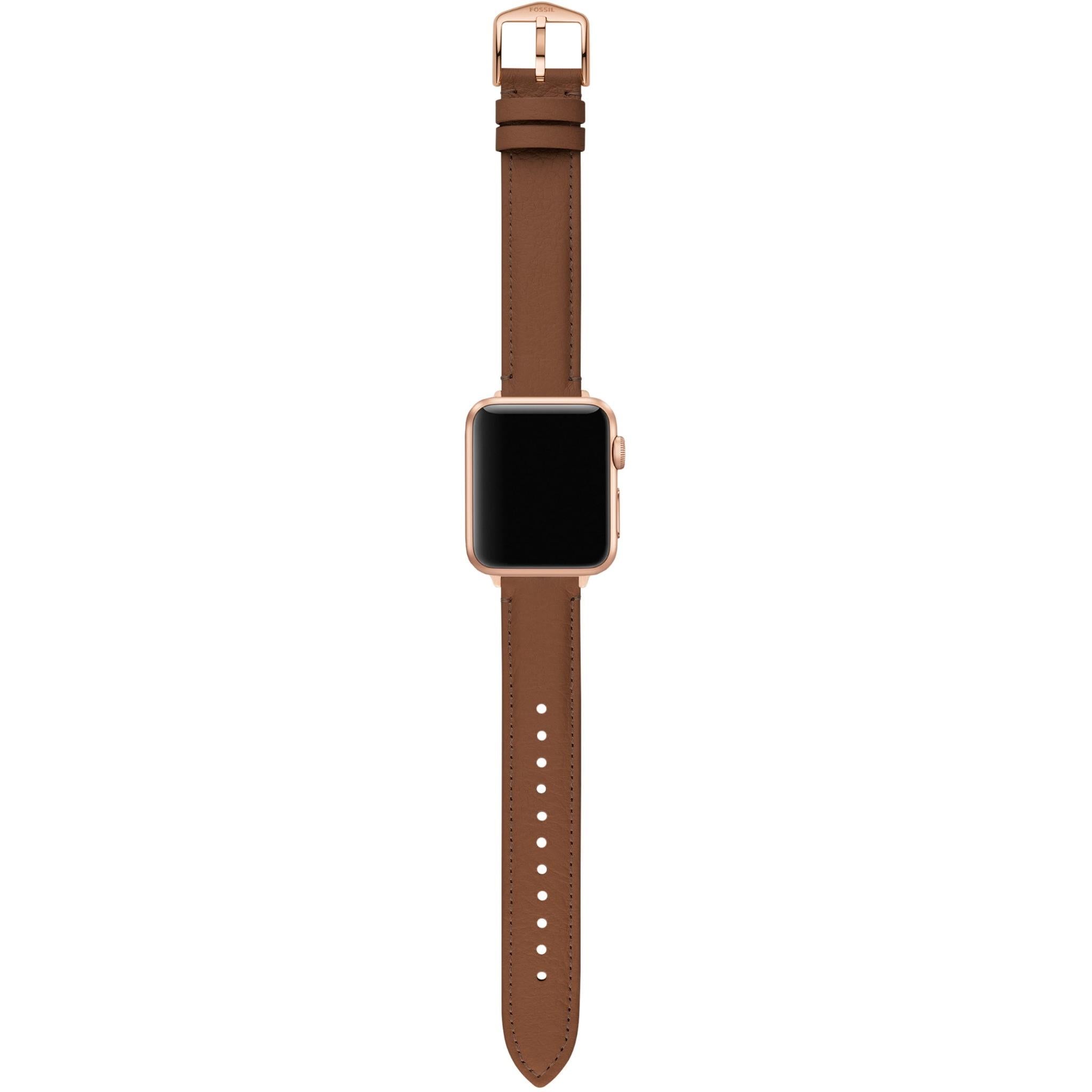 fossil women's brown leather band for apple watch 38/40/41mm