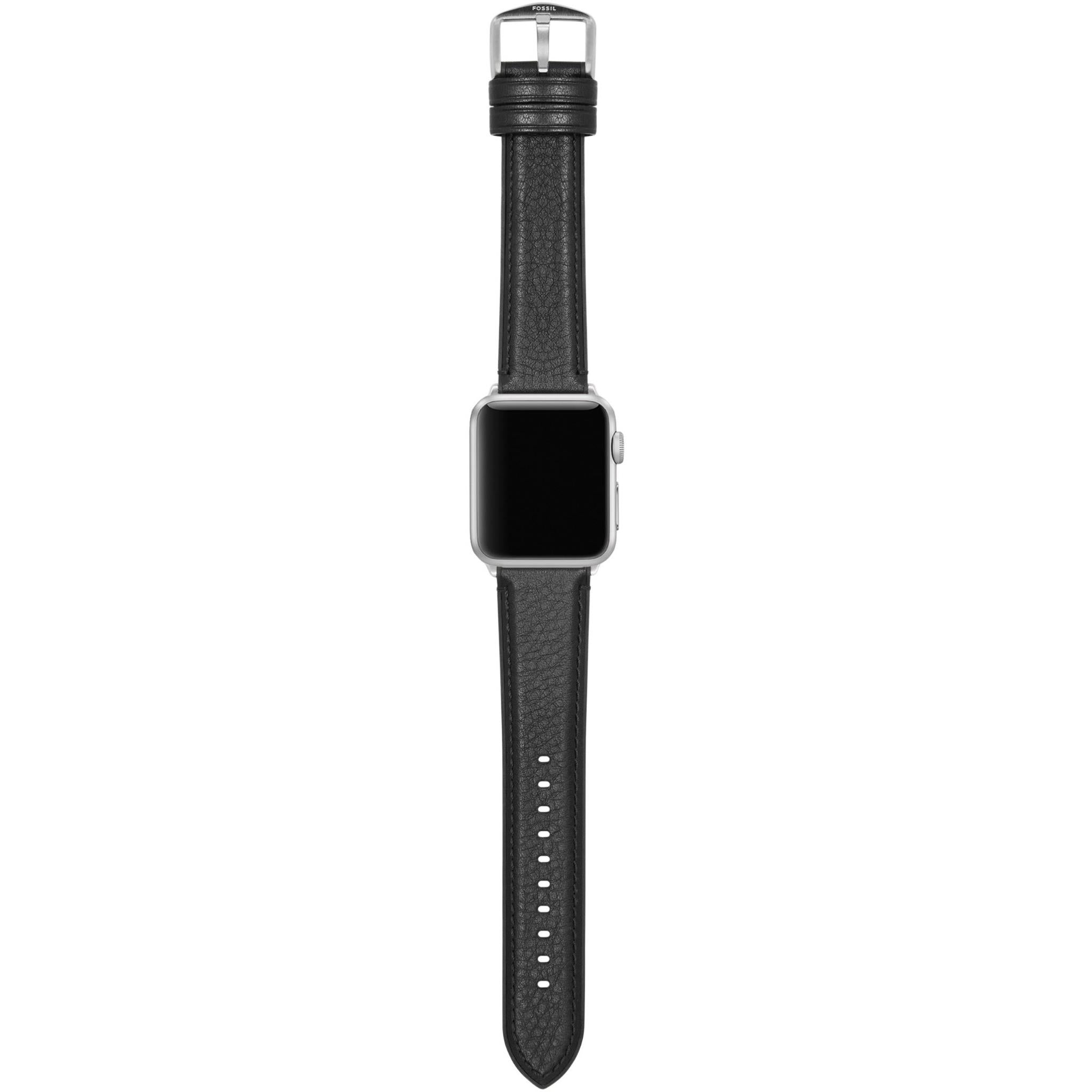 fossil black leather band for apple watch 42/44/45mm
