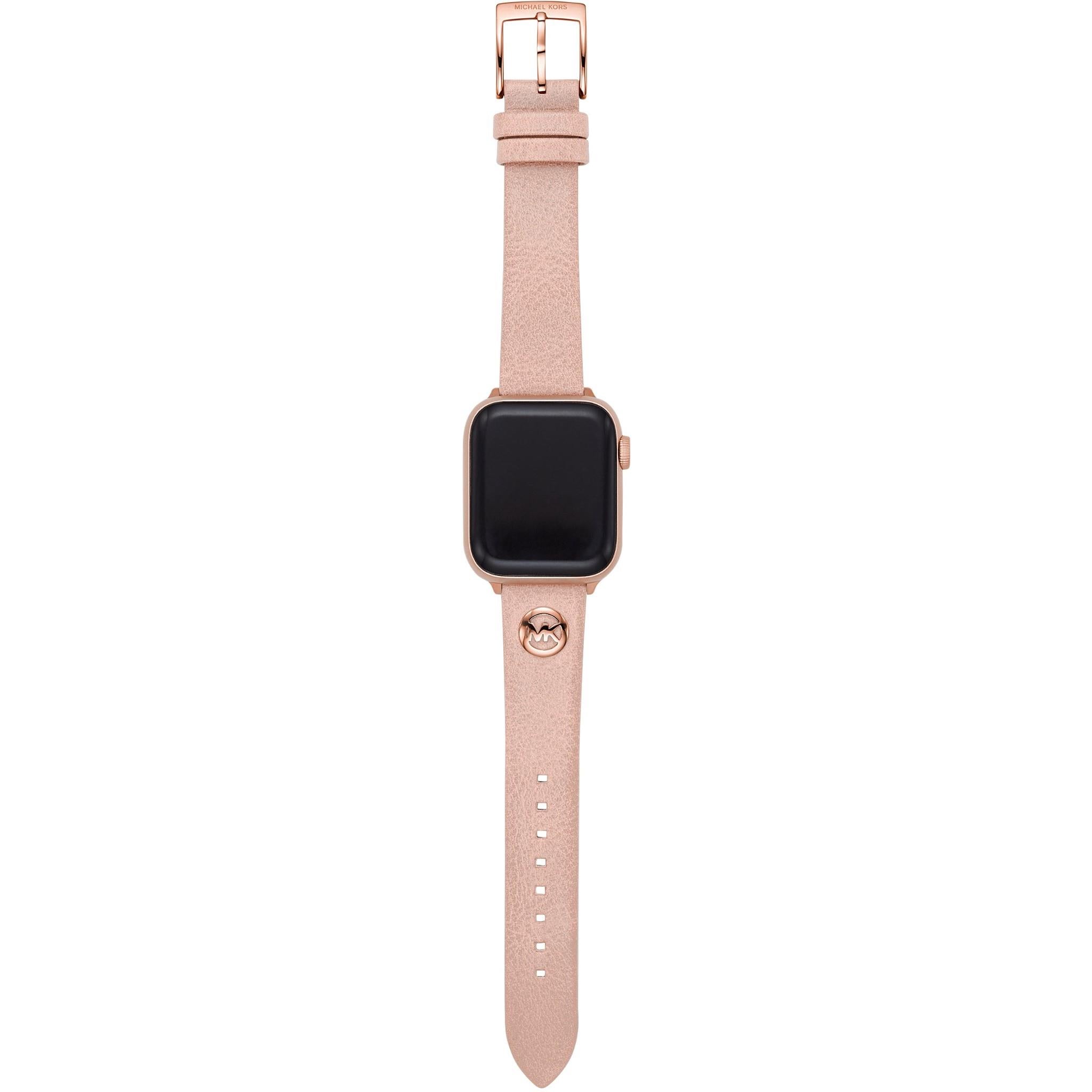 michael kors women's logo charm blush leather band for apple watch 38mm/40mm/41mm