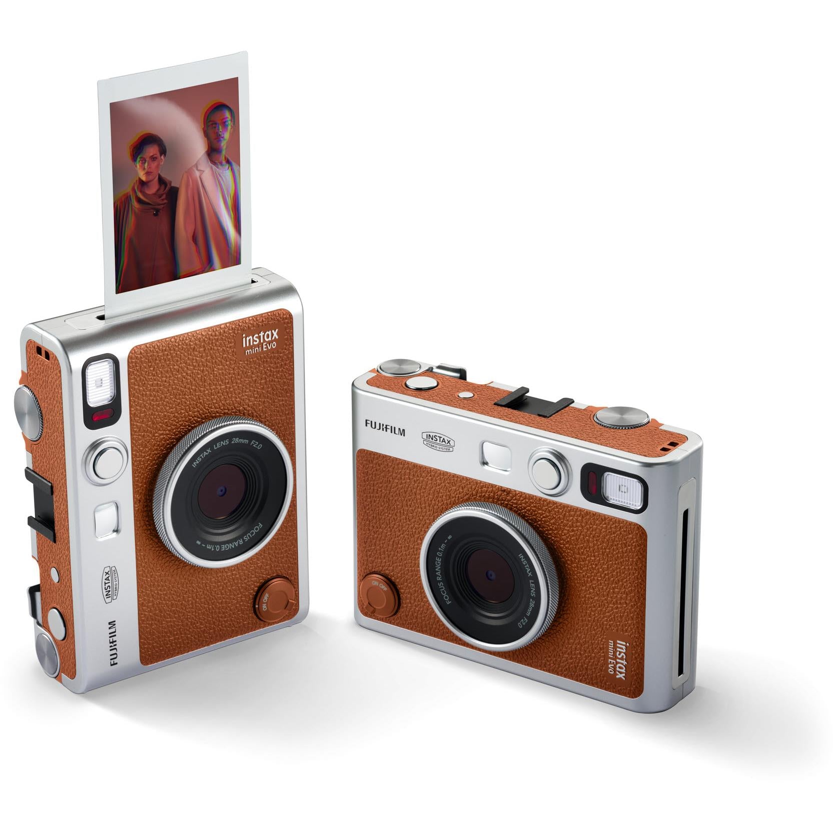 instax mini evo instant camera (brown)