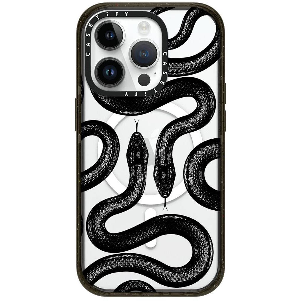 casetify impact case with magsafe for iphone 14 pro (black kingsnake)