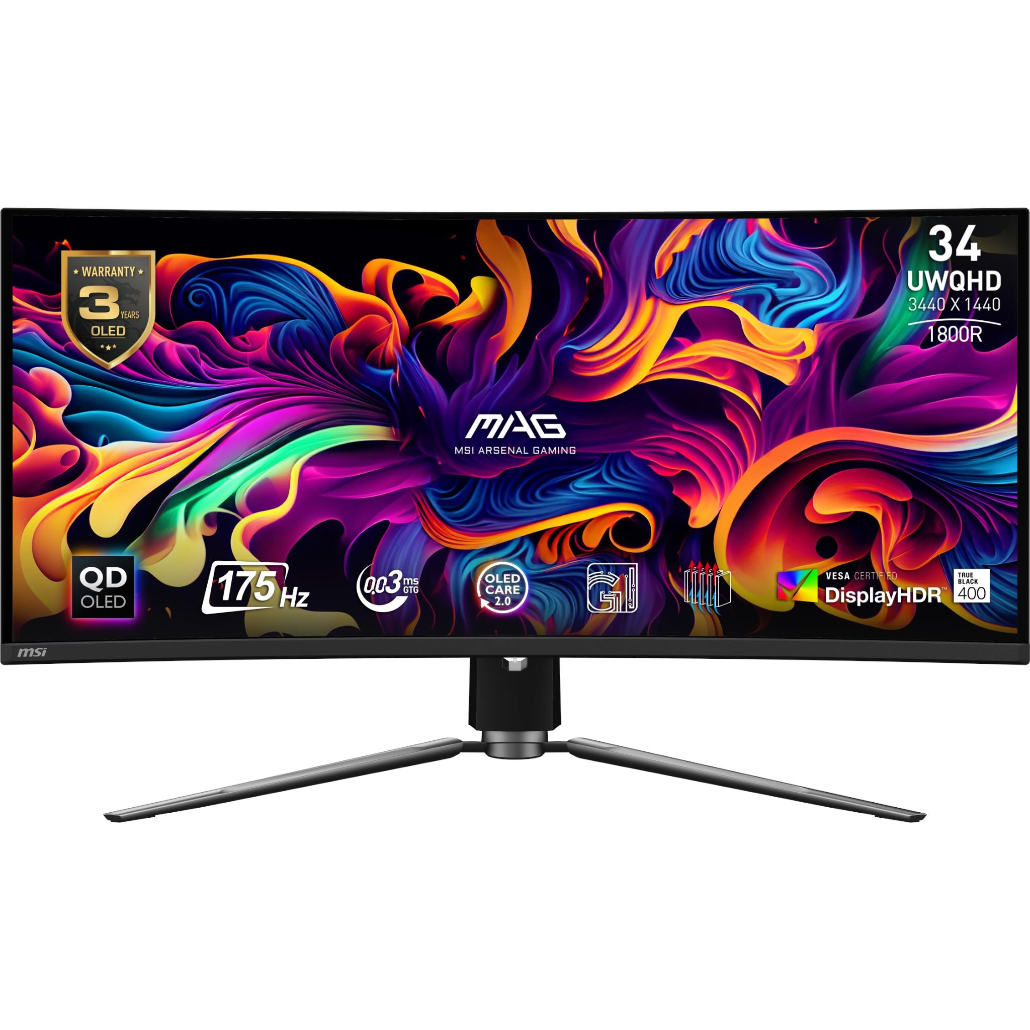 msi mag 341cqp 34" uwqhd 175hz qd-oled curved gaming monitor