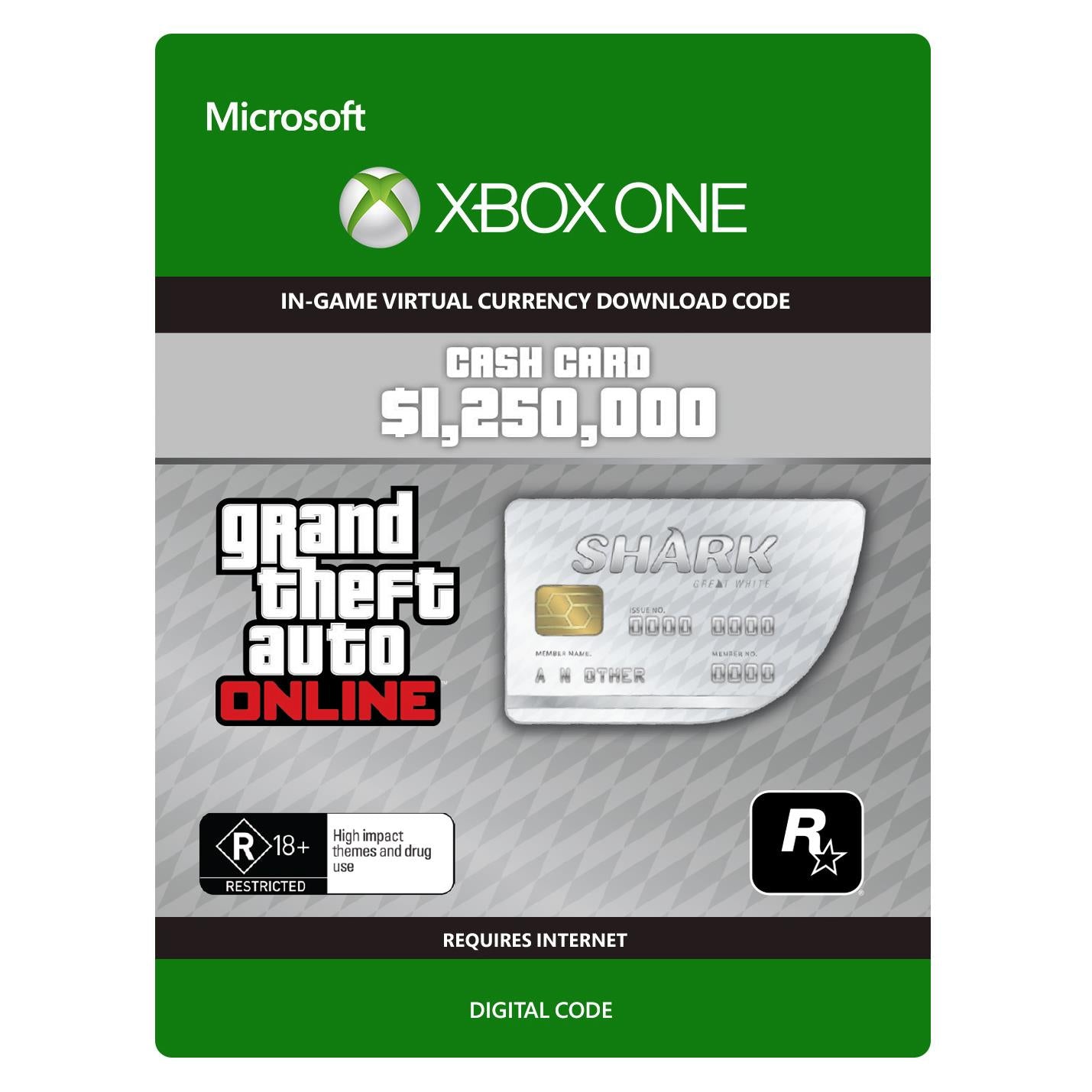 grand theft auto online - $1,250,000 great white shark card (digital download)