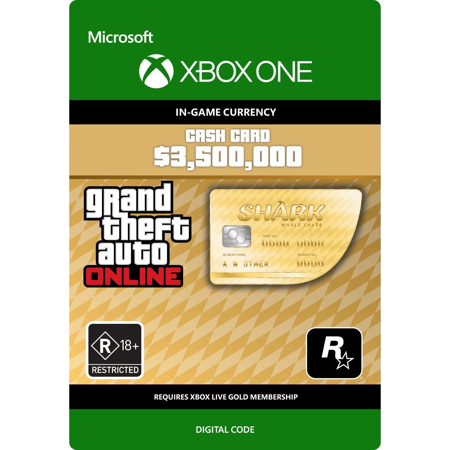 grand theft auto online - $3,500,000 whale shark card (digital download)