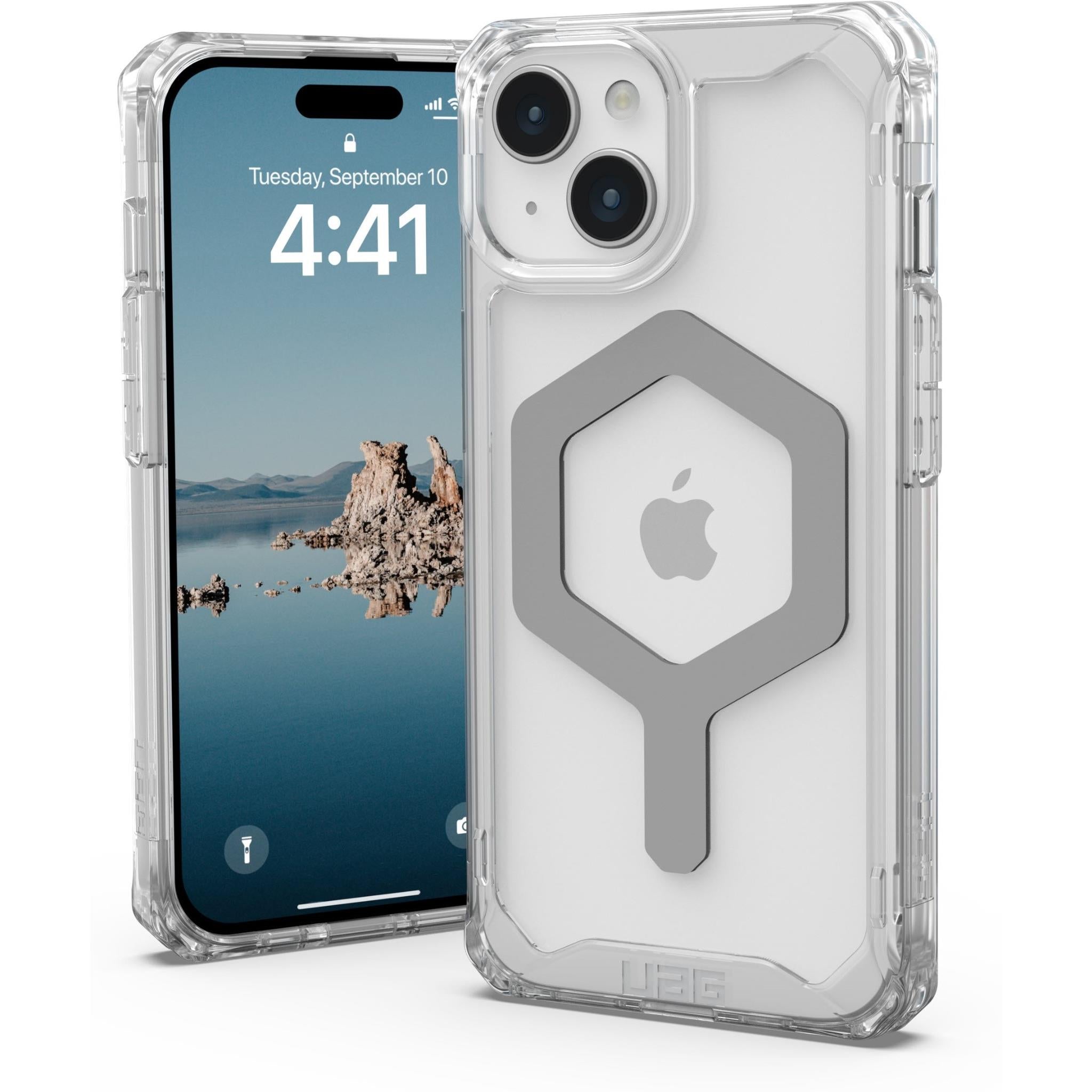 uag plyo magsafe case for iphone 15 (ice/silver)