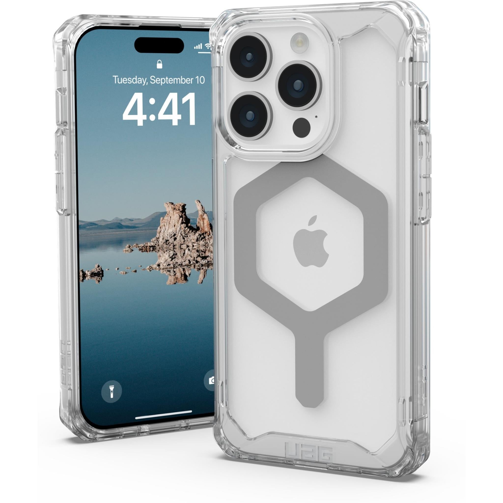 uag plyo magsafe case for iphone 15 pro (ice/silver)