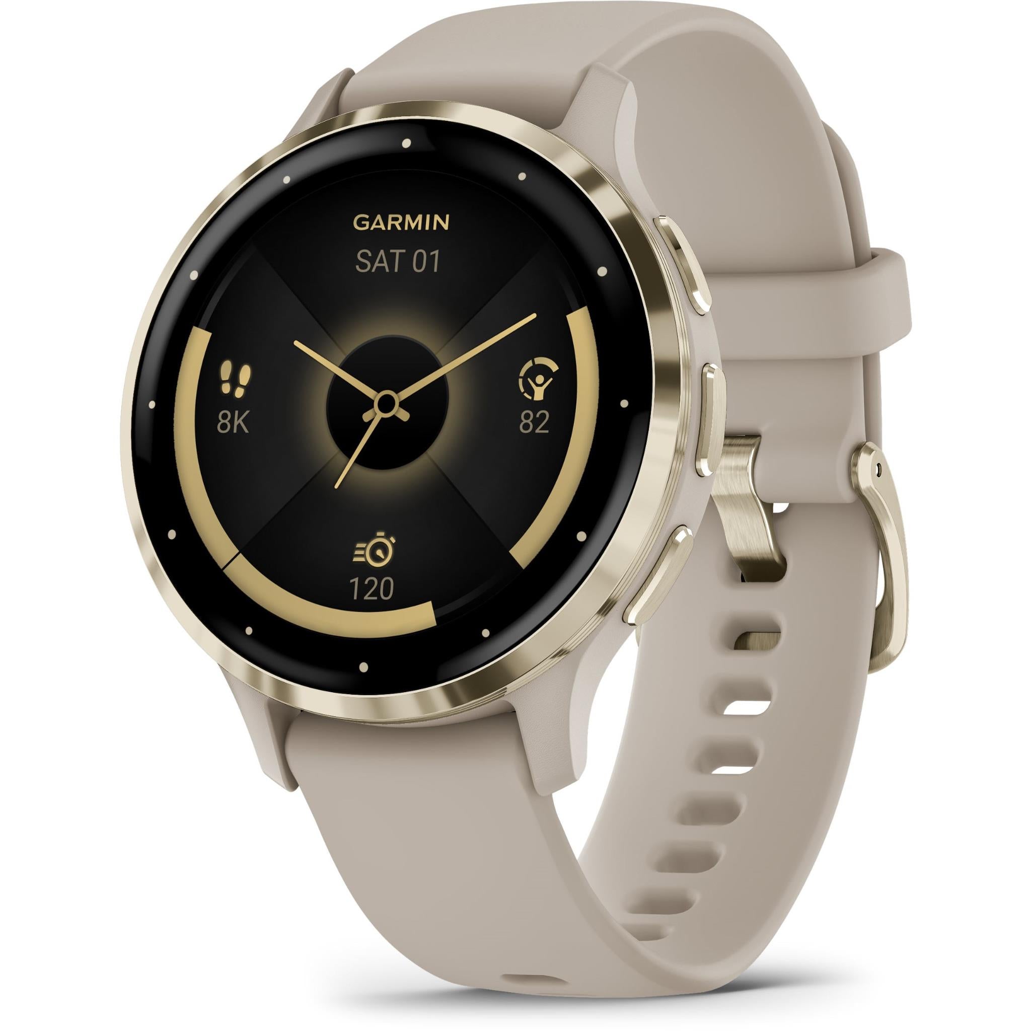 garmin venu 3s sports watch (french grey/soft gold)