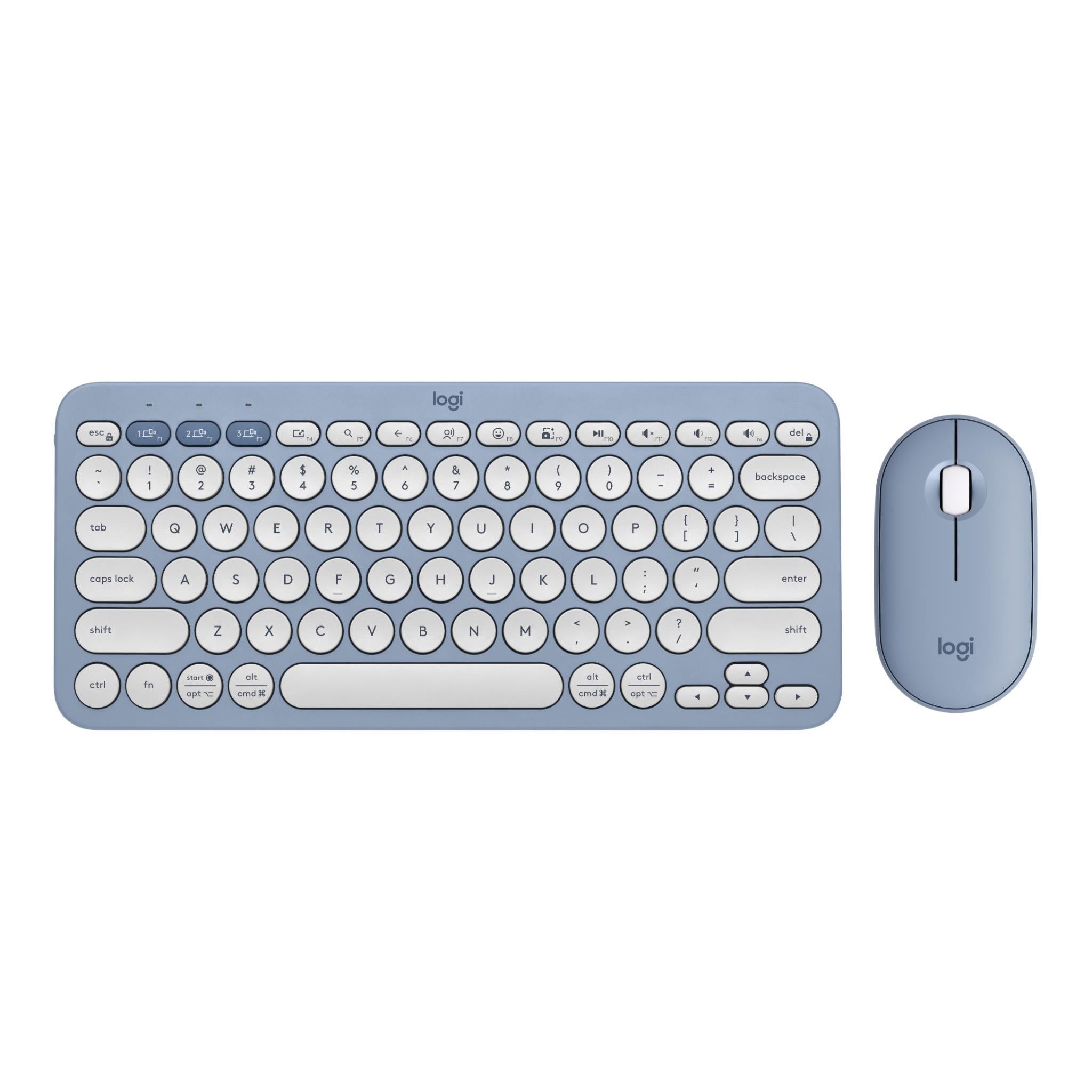 logitech k380s pebble 2 combo wireless keyboard & mouse (blue)