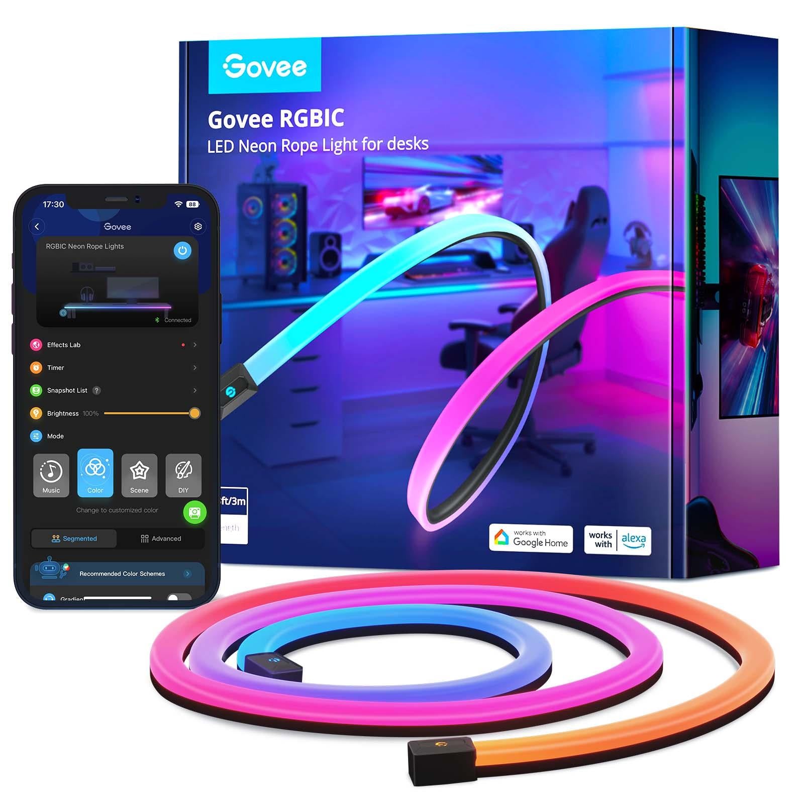 govee rgbic neon rope for desks 3m