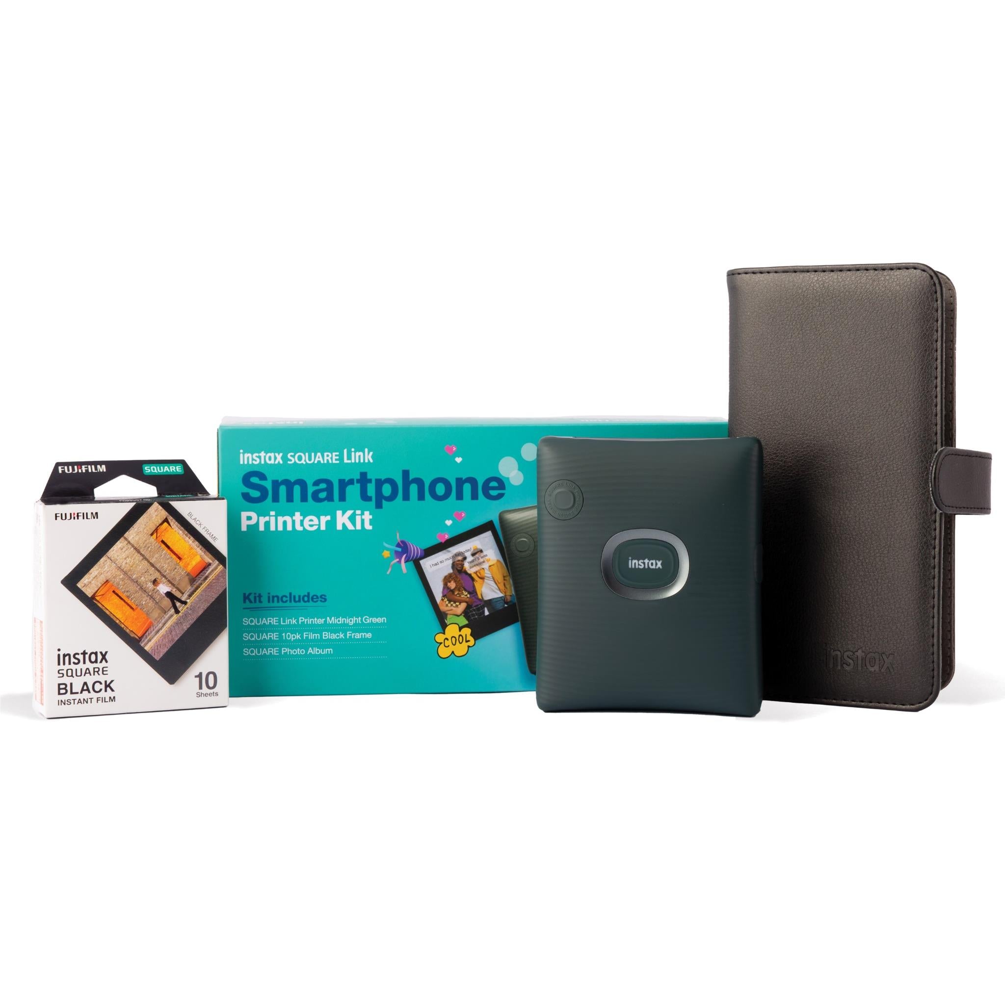 fujifilm square-link smartphone printer kit (midnight green)