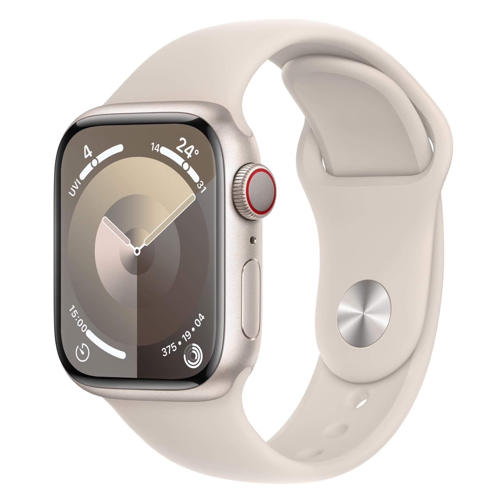 apple watch series 9 41mm starlight aluminium case gps + cellular (s/m)