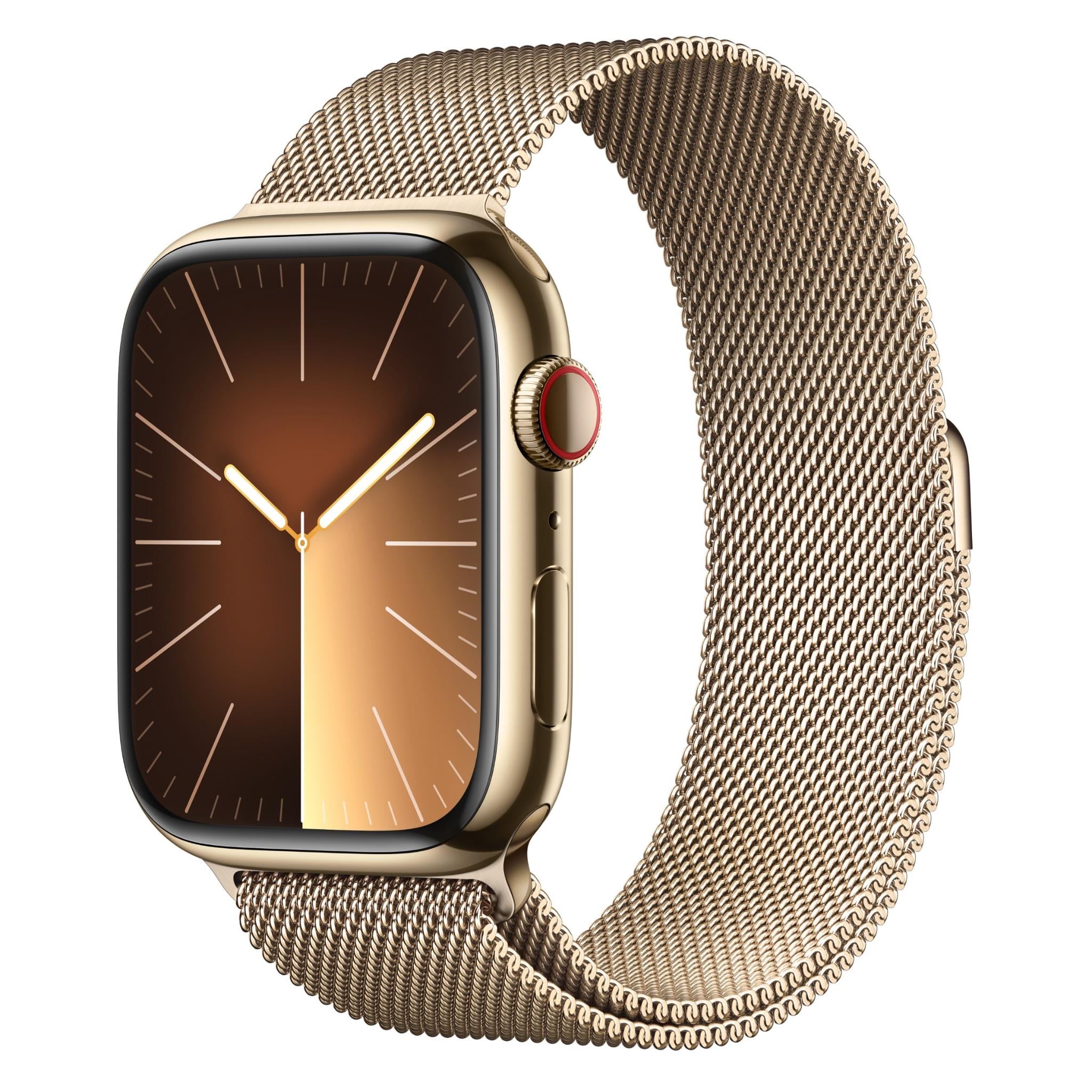 apple watch series 9 45mm gold stainless steel case gps + cellular milanese loop