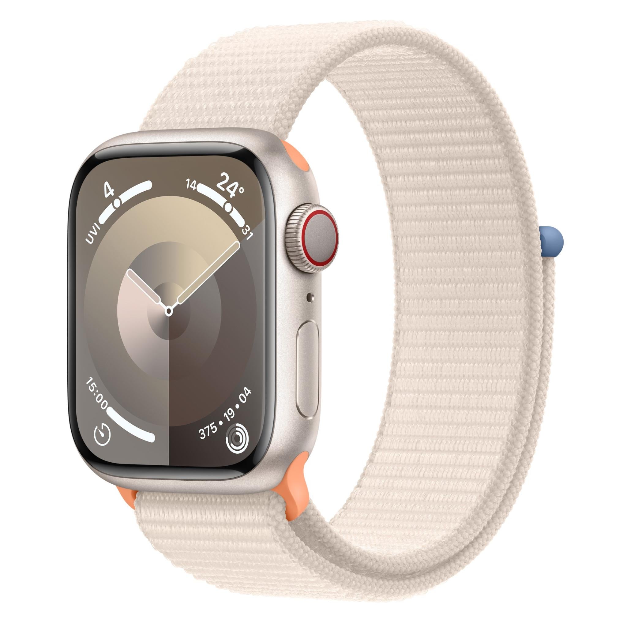 apple watch series 9 41mm starlight aluminium case gps + cellular sport loop