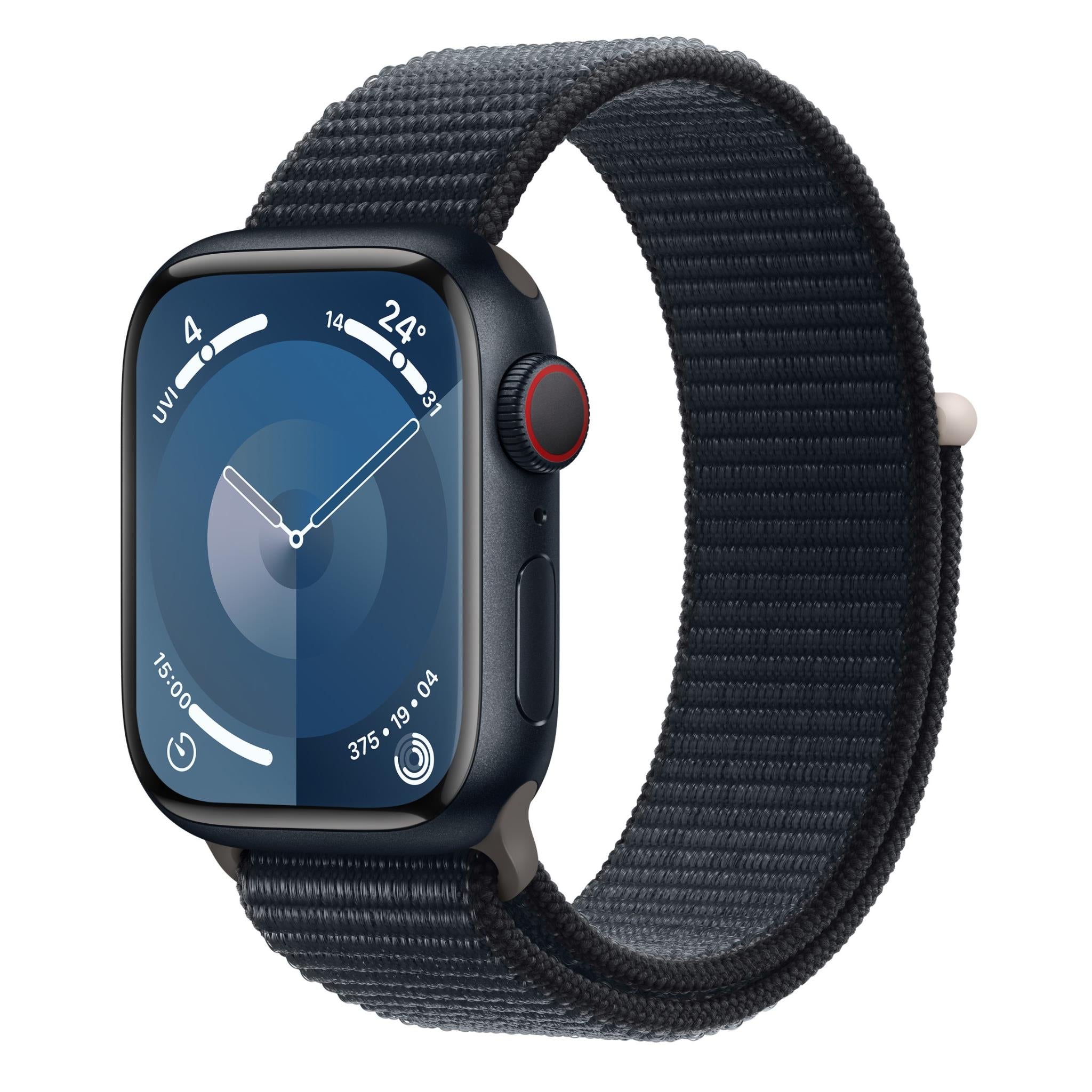 apple watch series 9 41mm midnight aluminium case gps + cellular sport loop
