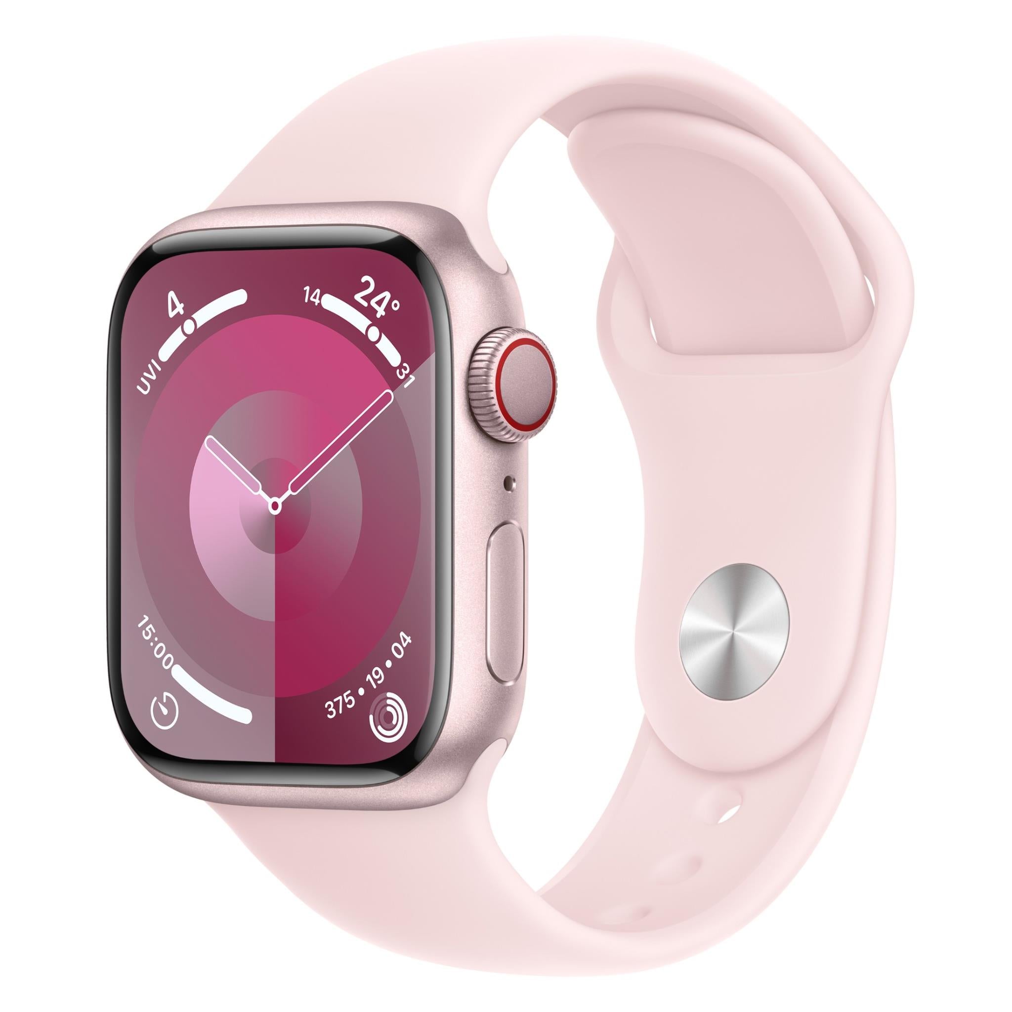 apple watch series 9 41mm pink aluminium case gps + cellular (s/m)