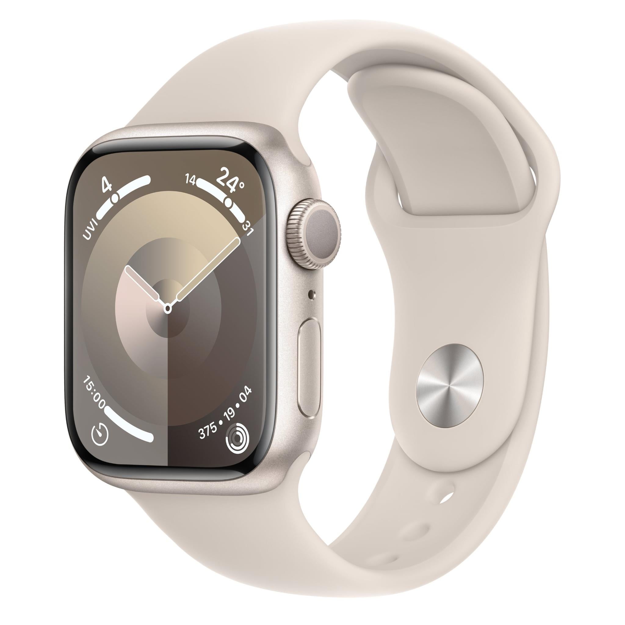 apple watch series 9 41mm starlight aluminium case gps (s/m)