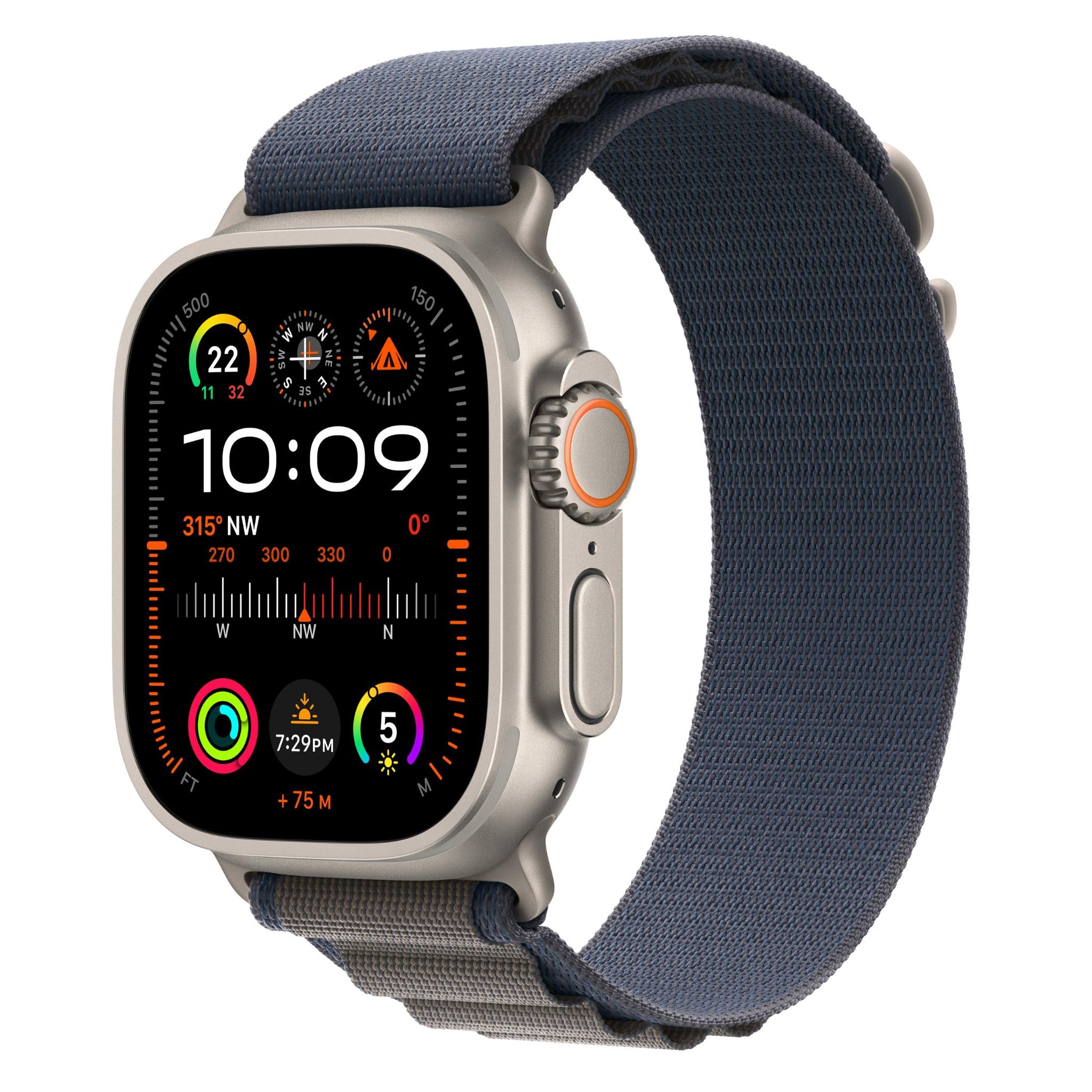 apple watch ultra 2 49mm titanium case gps + cellular alpine loop (blue)[medium]