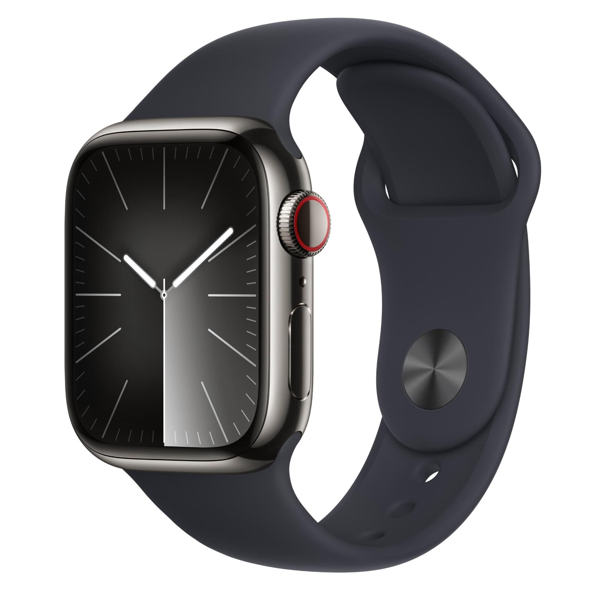 apple watch series 9 41mm graphite stainless steel case gps + cellular (m/l)