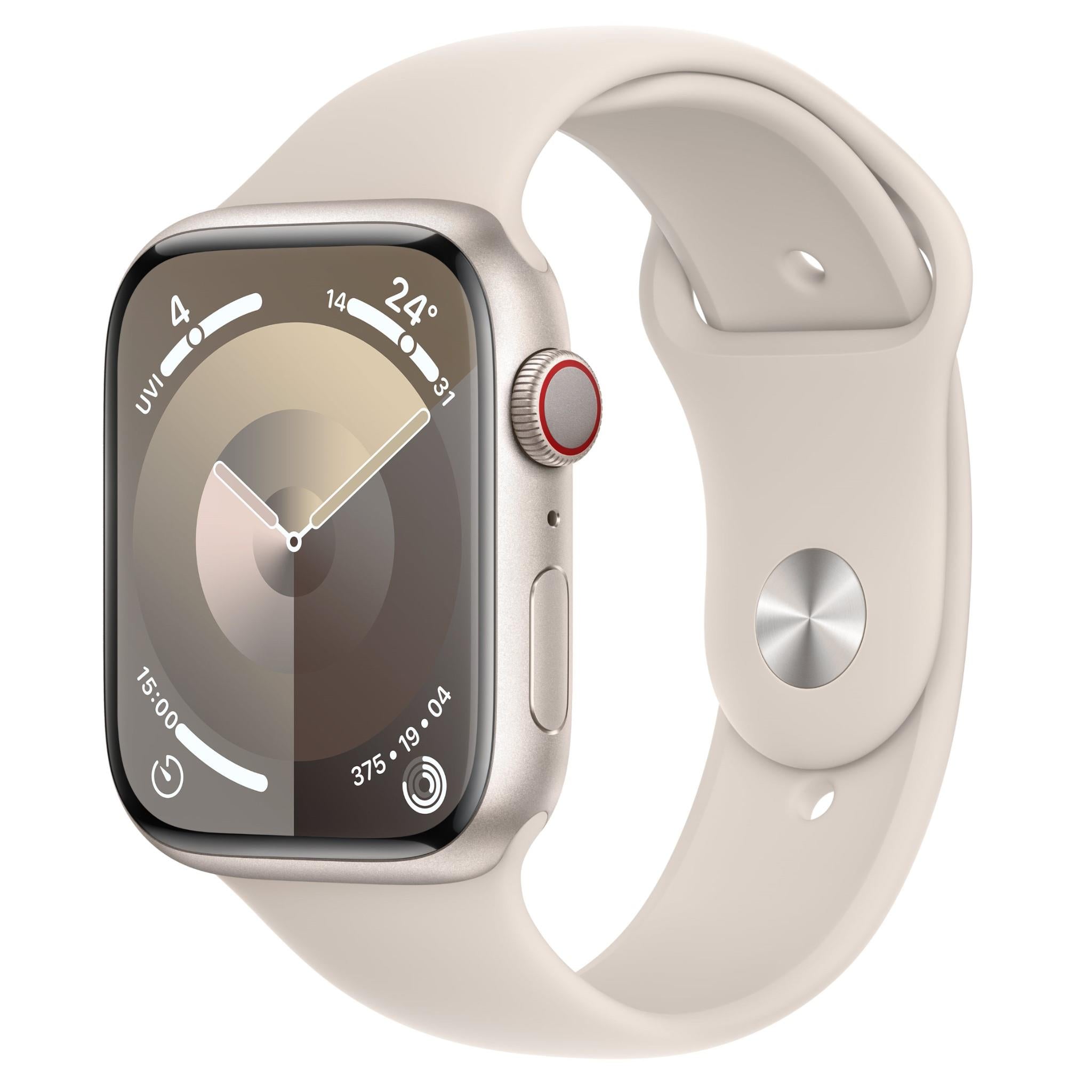 apple watch series 9 45mm starlight aluminium case gps + cellular (s/m)