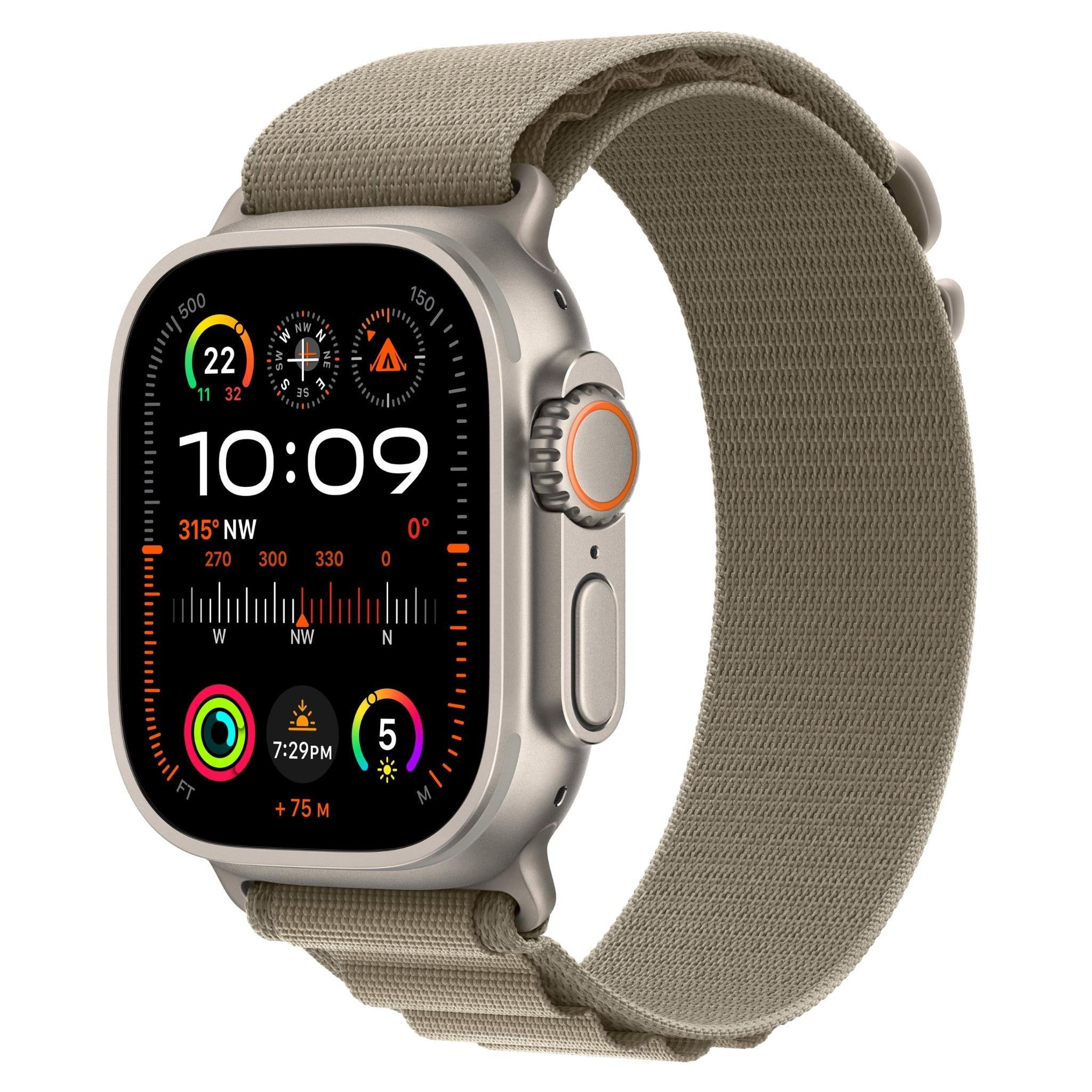 apple watch ultra 2 49mm titanium case gps + cellular alpine loop (olive)[medium]