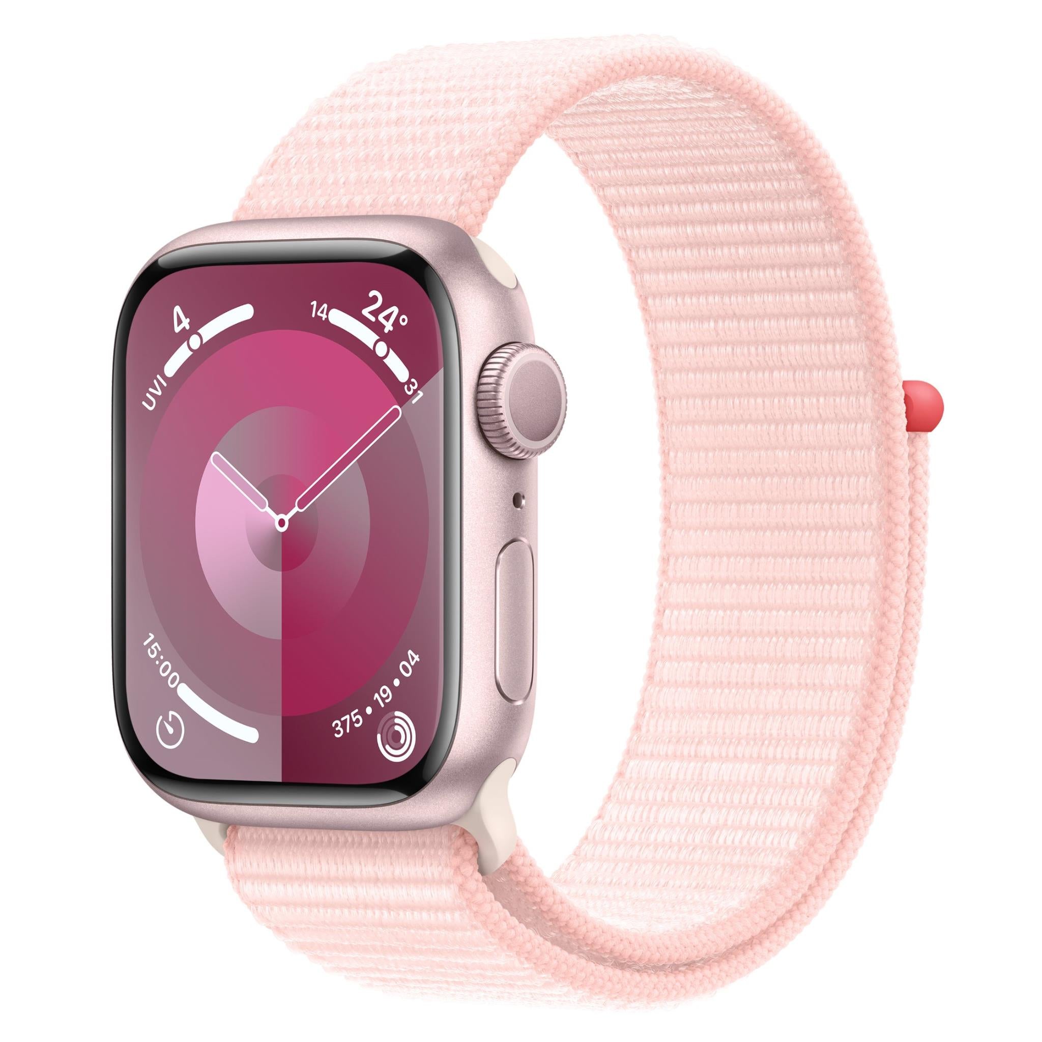 apple watch series 9 41mm pink aluminium case gps sport loop