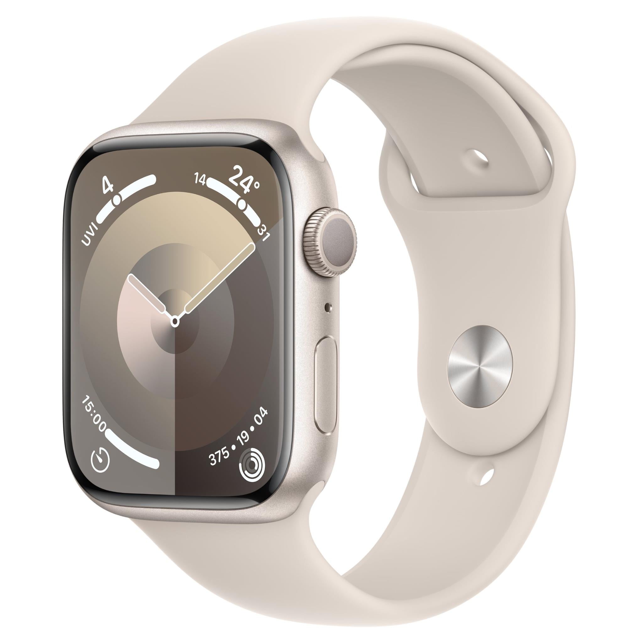 apple watch series 9 45mm starlight aluminium case gps (s/m)