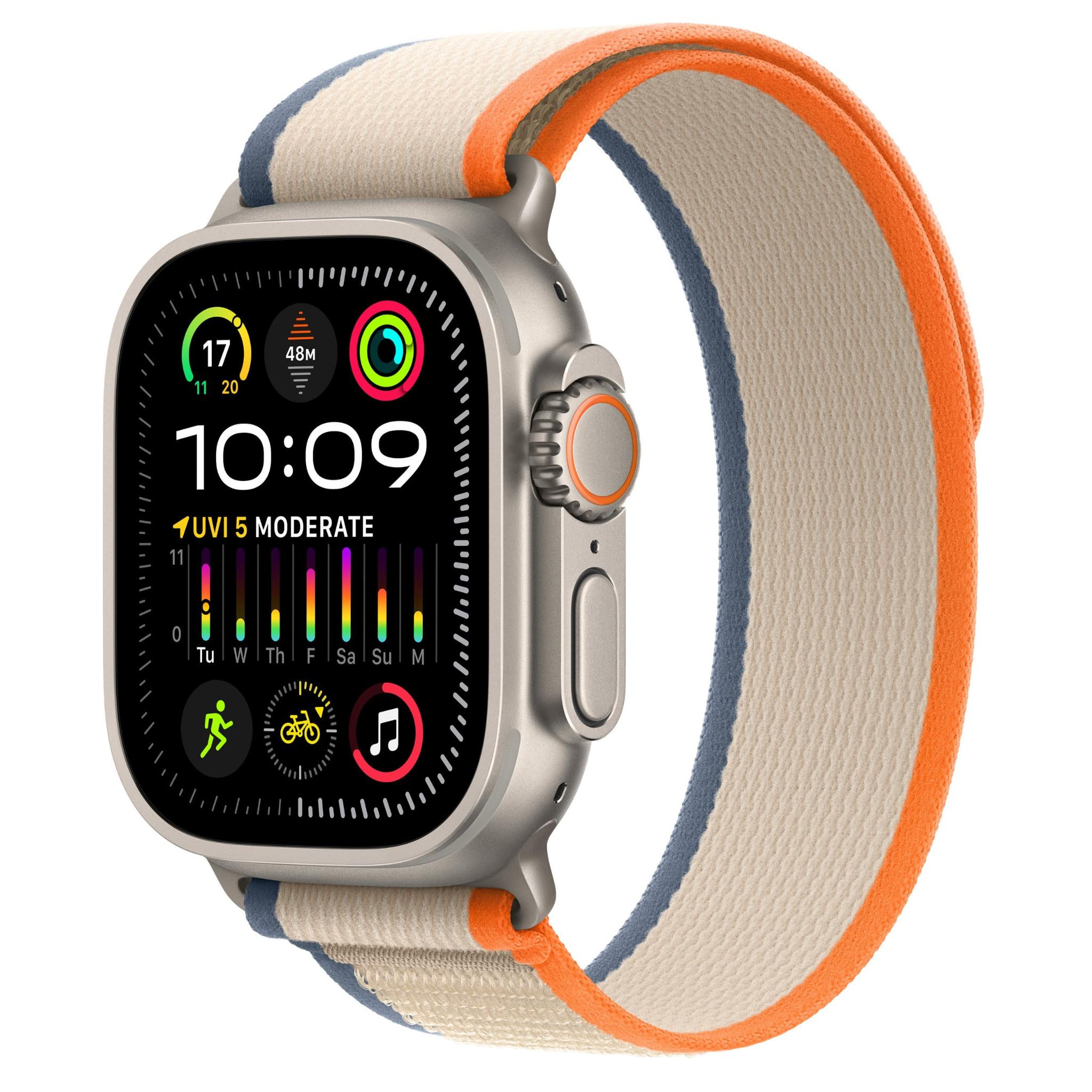 apple watch ultra 2 49mm titanium case gps + cellular trail loop (orange/beige)[m/l]