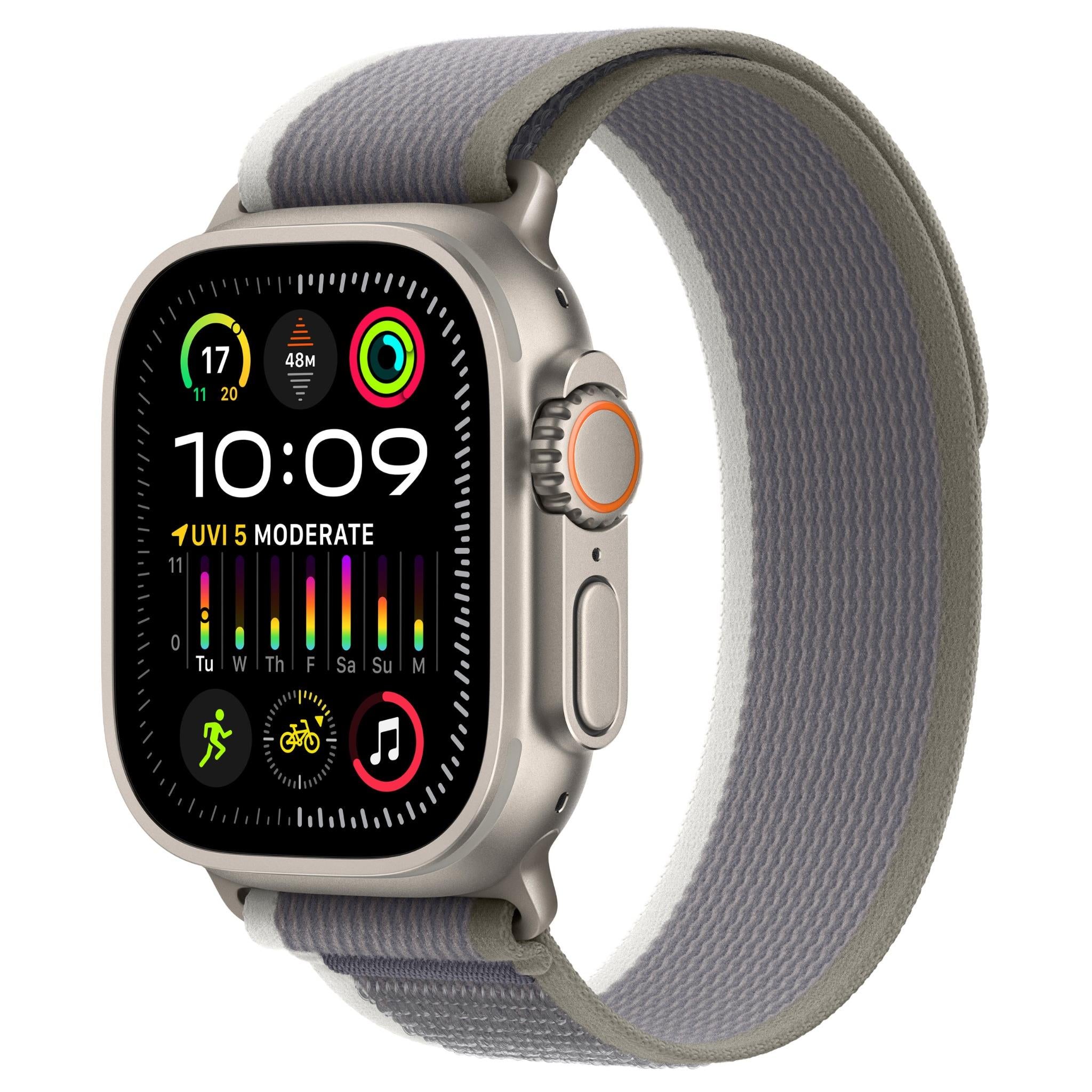 apple watch ultra 2 49mm titanium case gps + cellular trail loop (green/grey)[s/m]