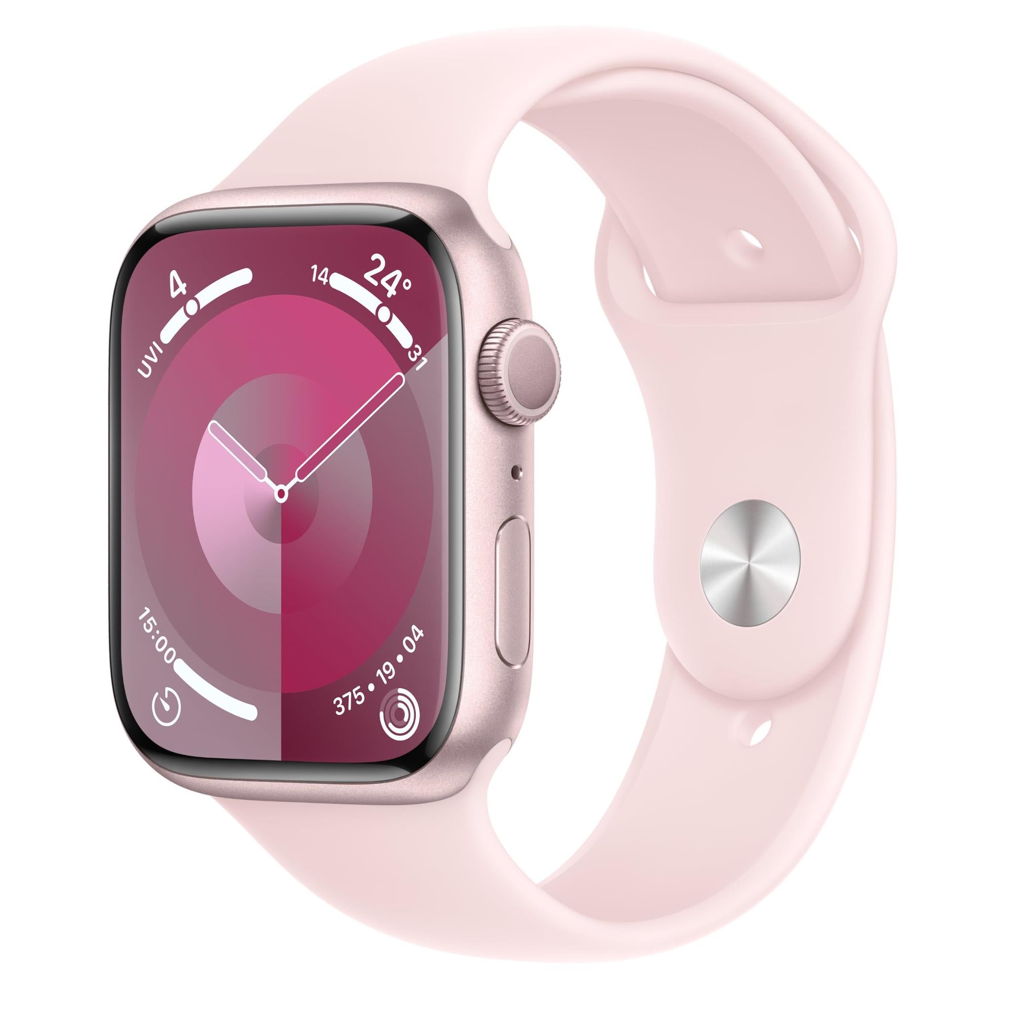 apple watch series 9 45mm pink aluminium case gps (s/m)