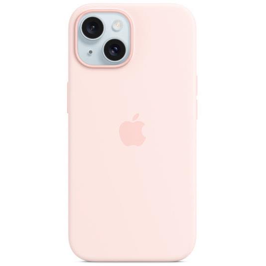 apple iphone 15 silicone case with magsafe (light pink)