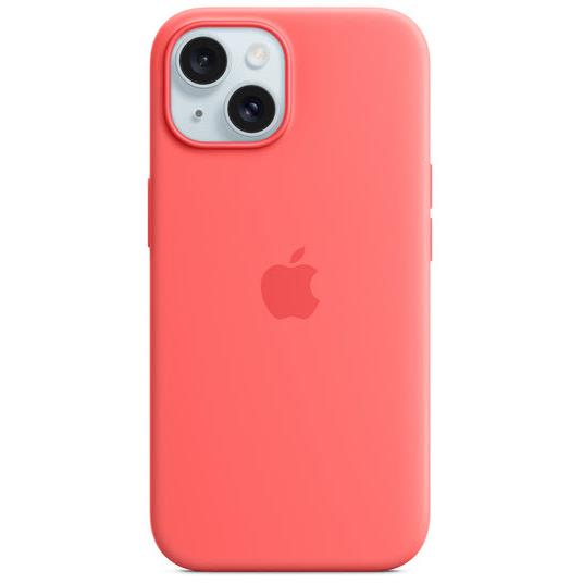 apple iphone 15 silicone case with magsafe (guava)