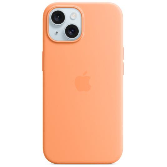 apple iphone 15 silicone case with magsafe (orange sorbet)