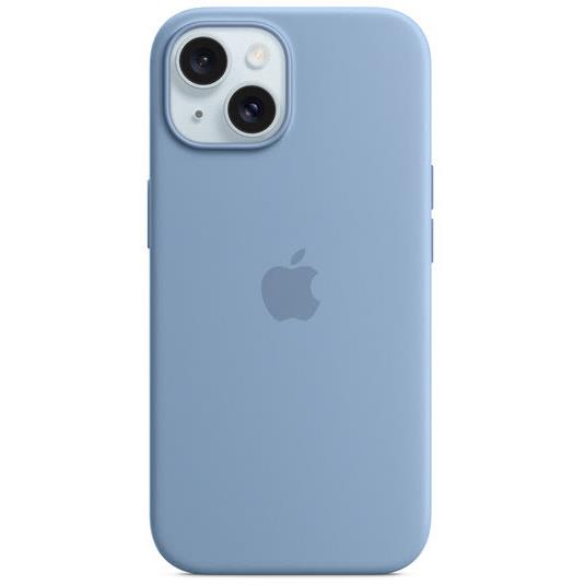 apple iphone 15 silicone case with magsafe (winter blue)