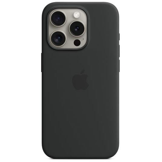 apple iphone 15 pro silicone case with magsafe (black)