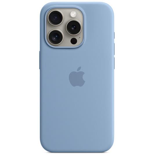 apple iphone 15 pro silicone case with magsafe (winter blue)
