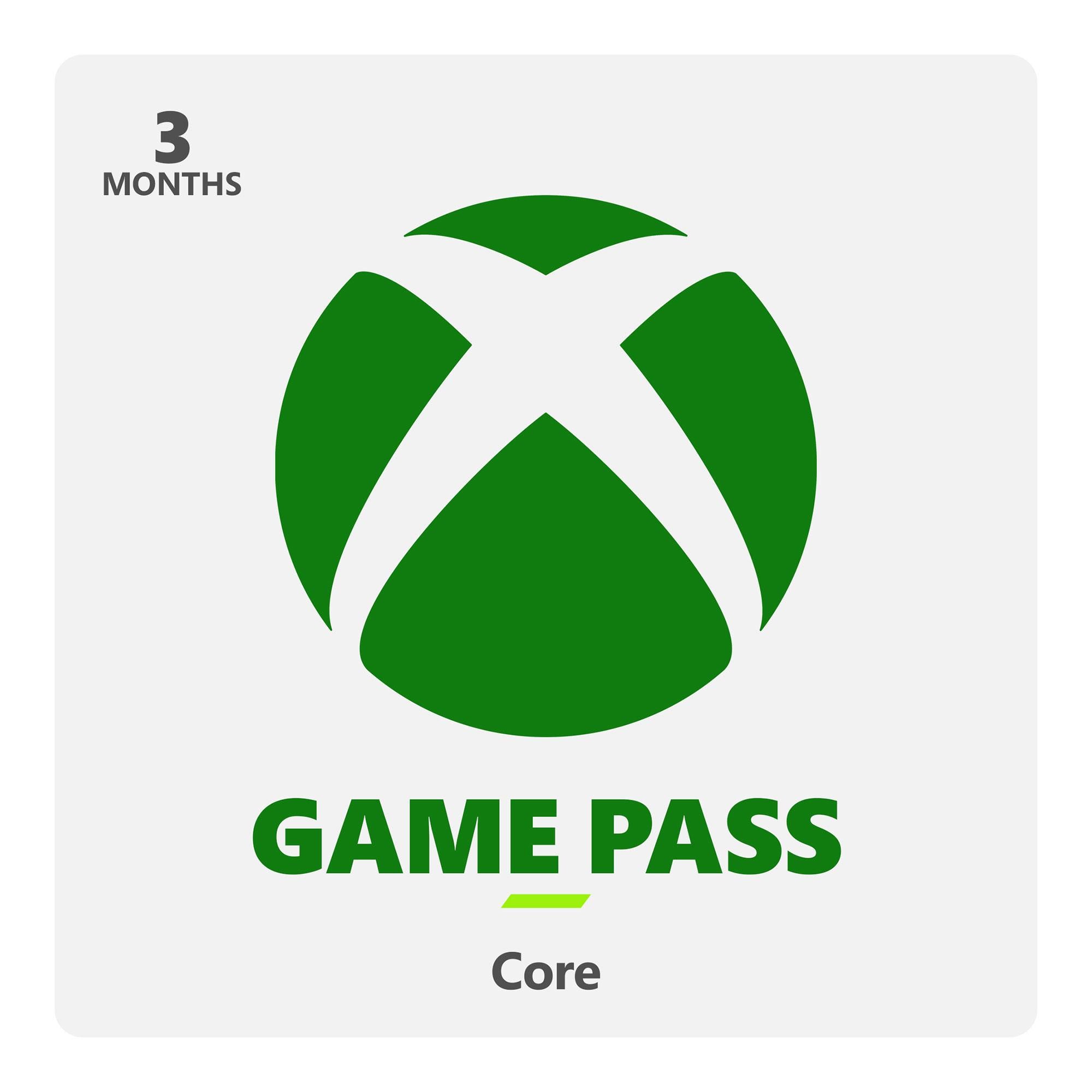 xbox game pass core 3 month subscription (digital download)