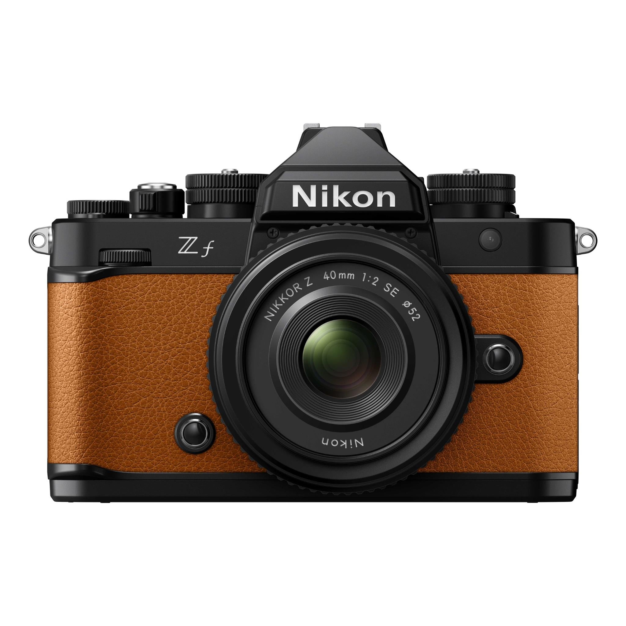 nikon z f full frame mirrorless camera with nikkor z 40mm lens (sunset orange)
