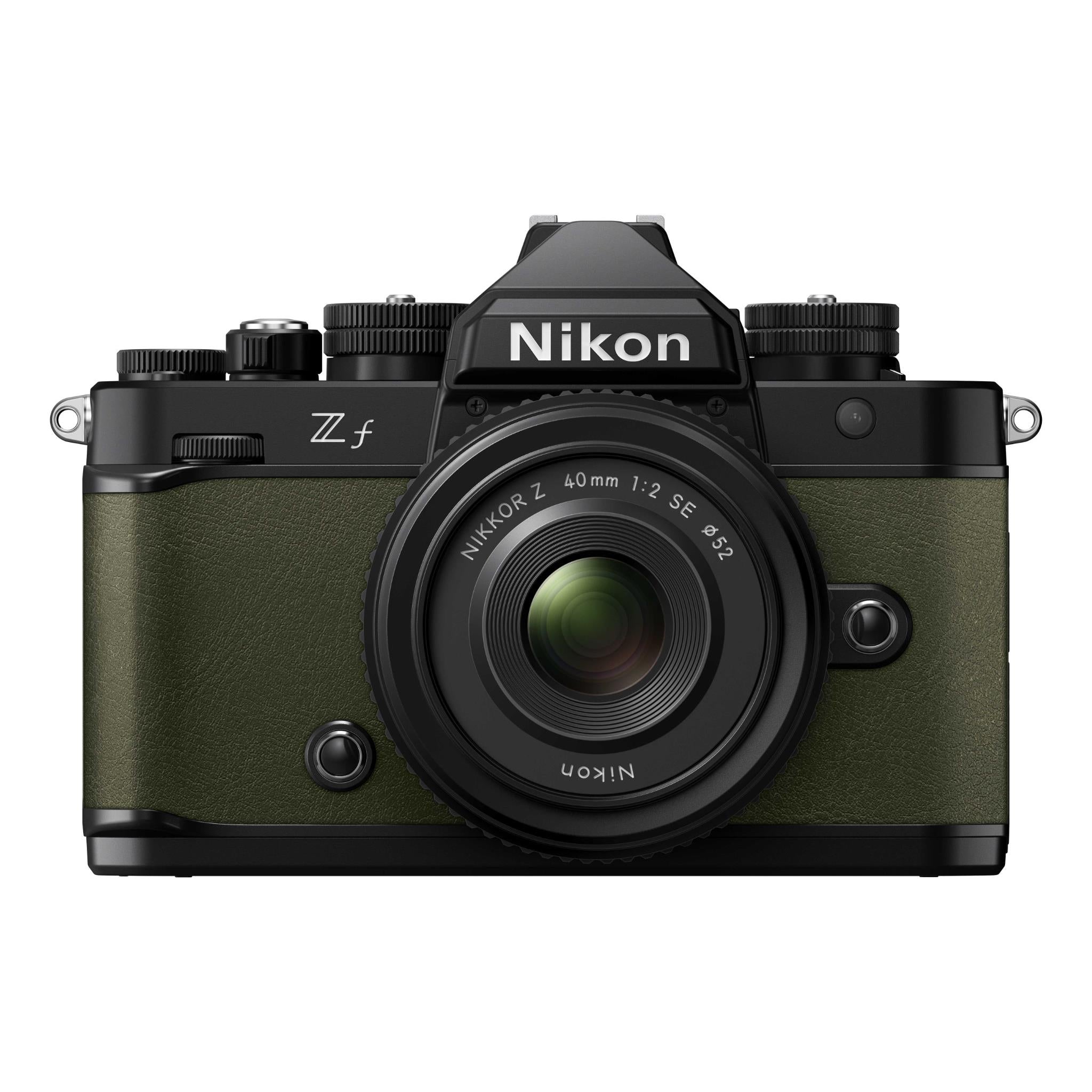 nikon z f full frame mirrorless camera with nikkor z 40mm lens (moss green)