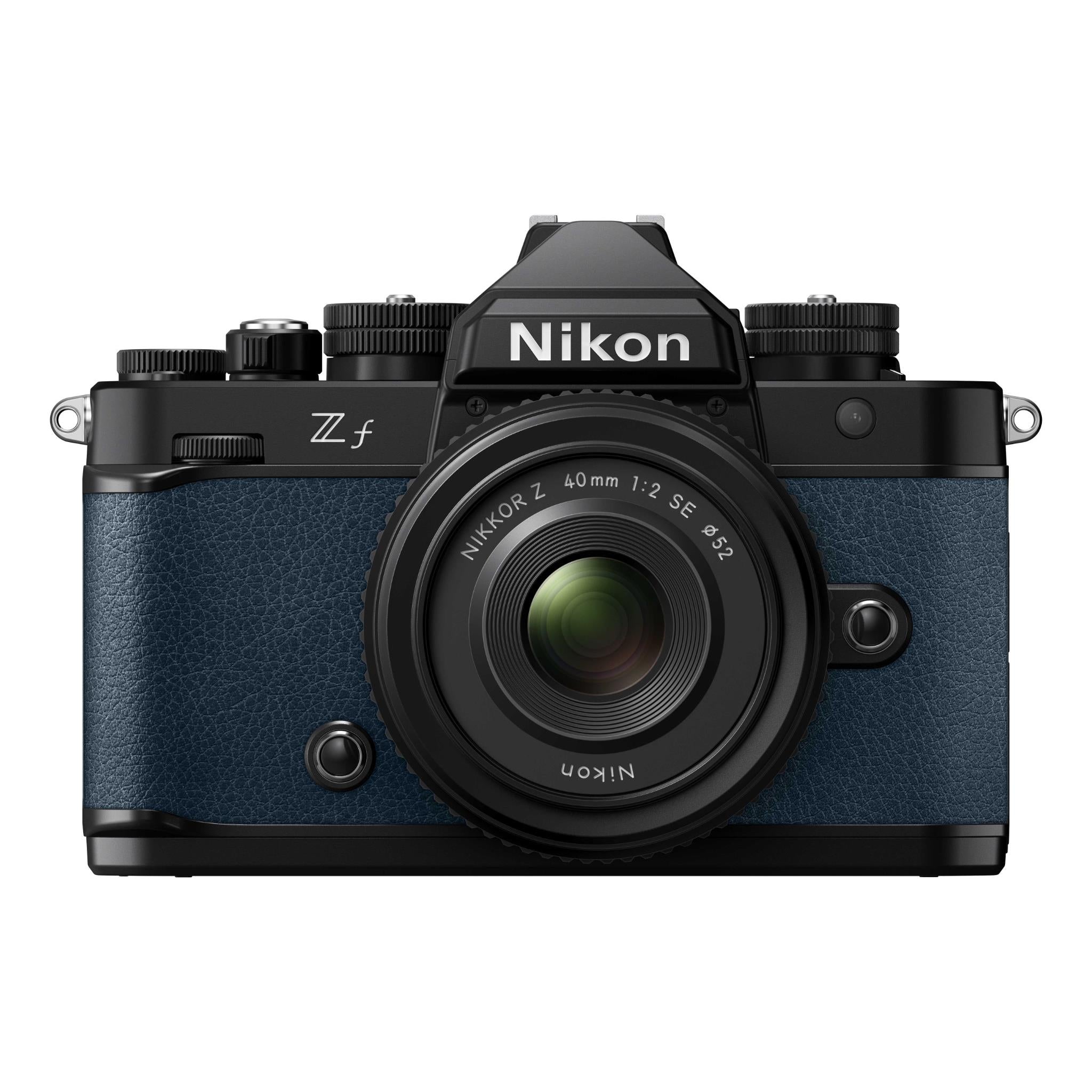 nikon z f full frame mirrorless camera with nikkor z 40mm lens (indigo blue)