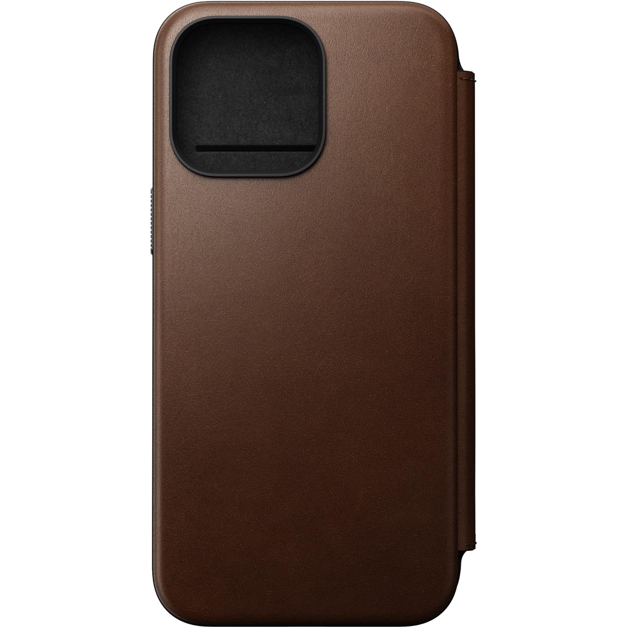 nomad ecco leather folio case for iphone 15 pro max (brown)