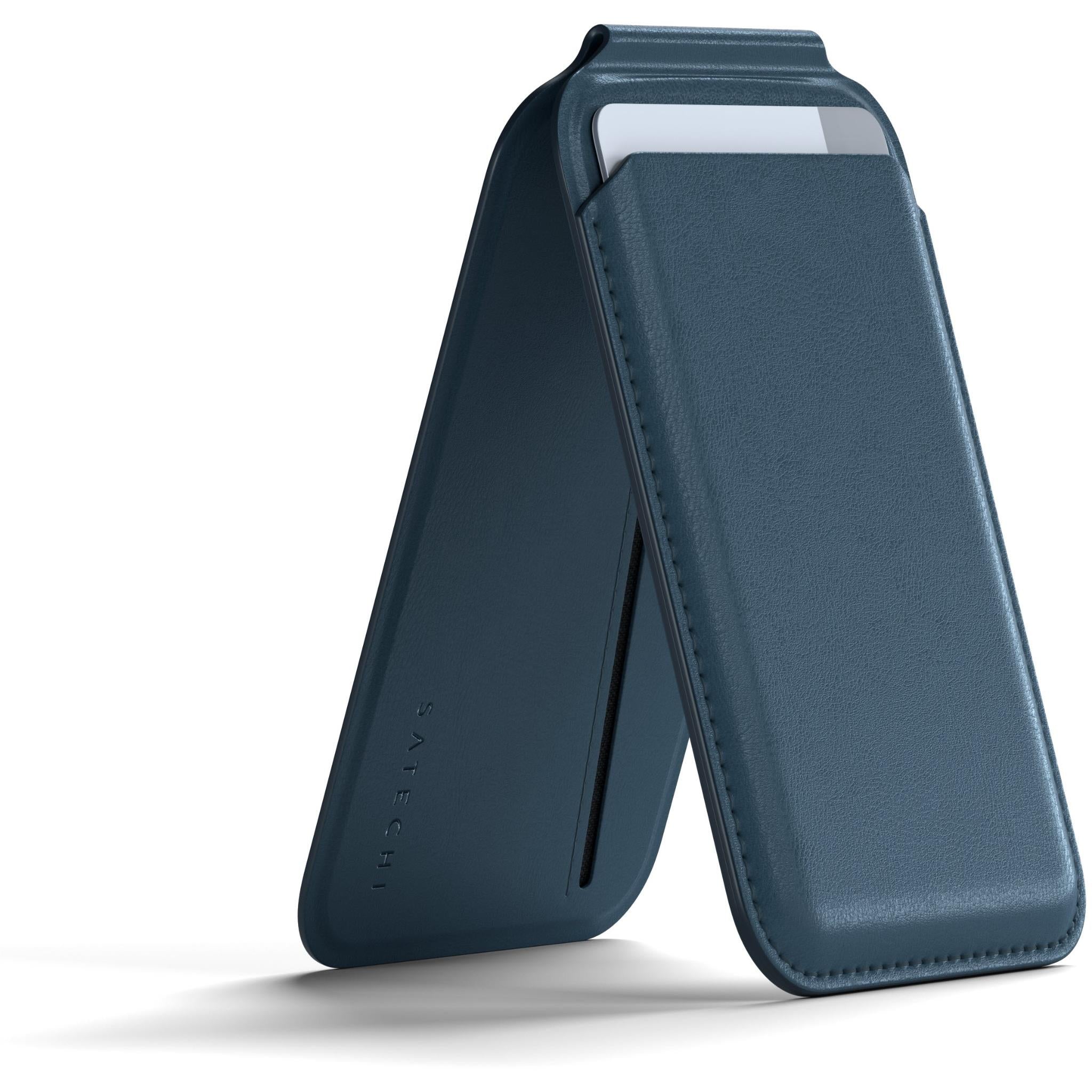 satechi magnetic iphone wallet stand (blue)