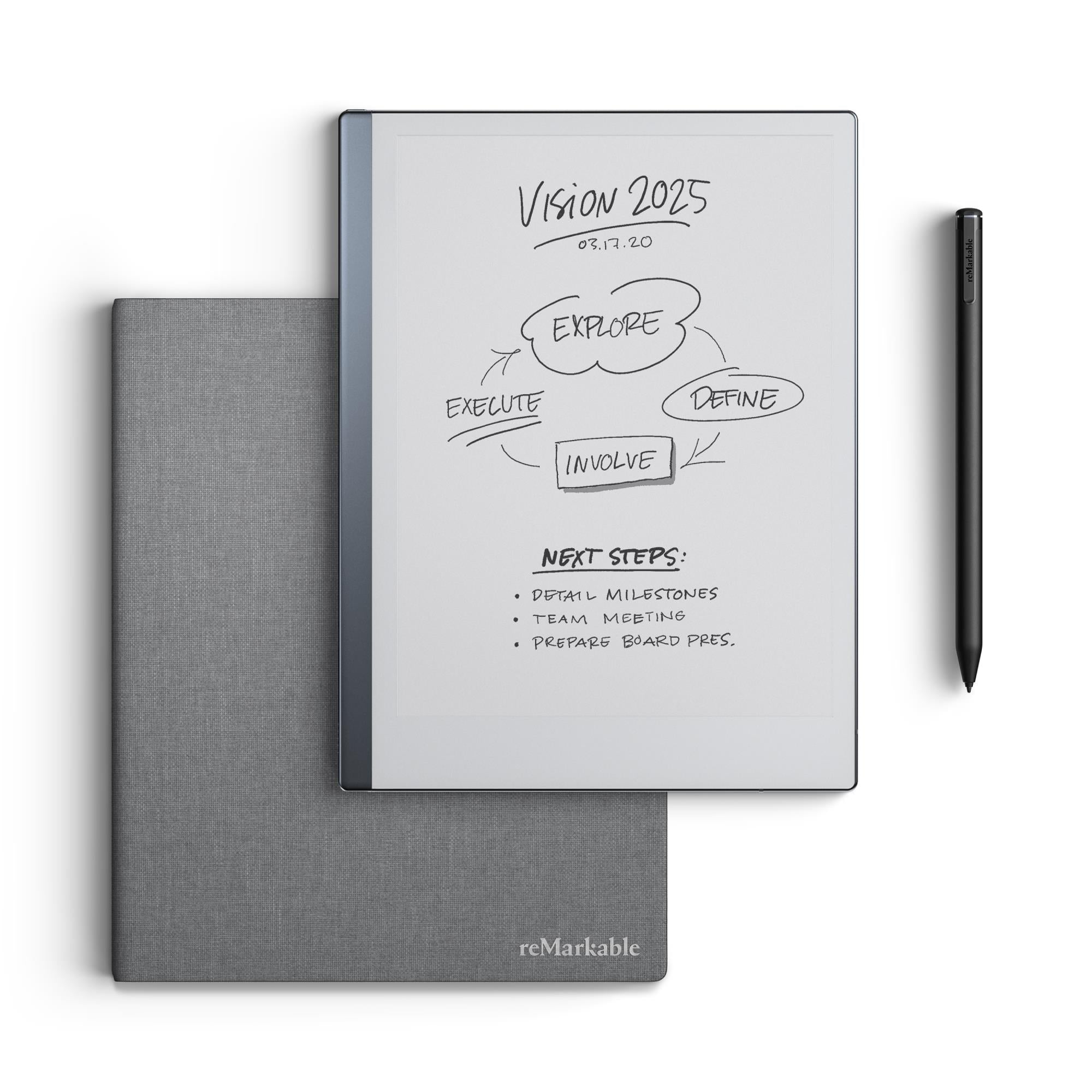 remarkable 2 10.3" paper tablet with marker plus and polymer weave book folio (grey)