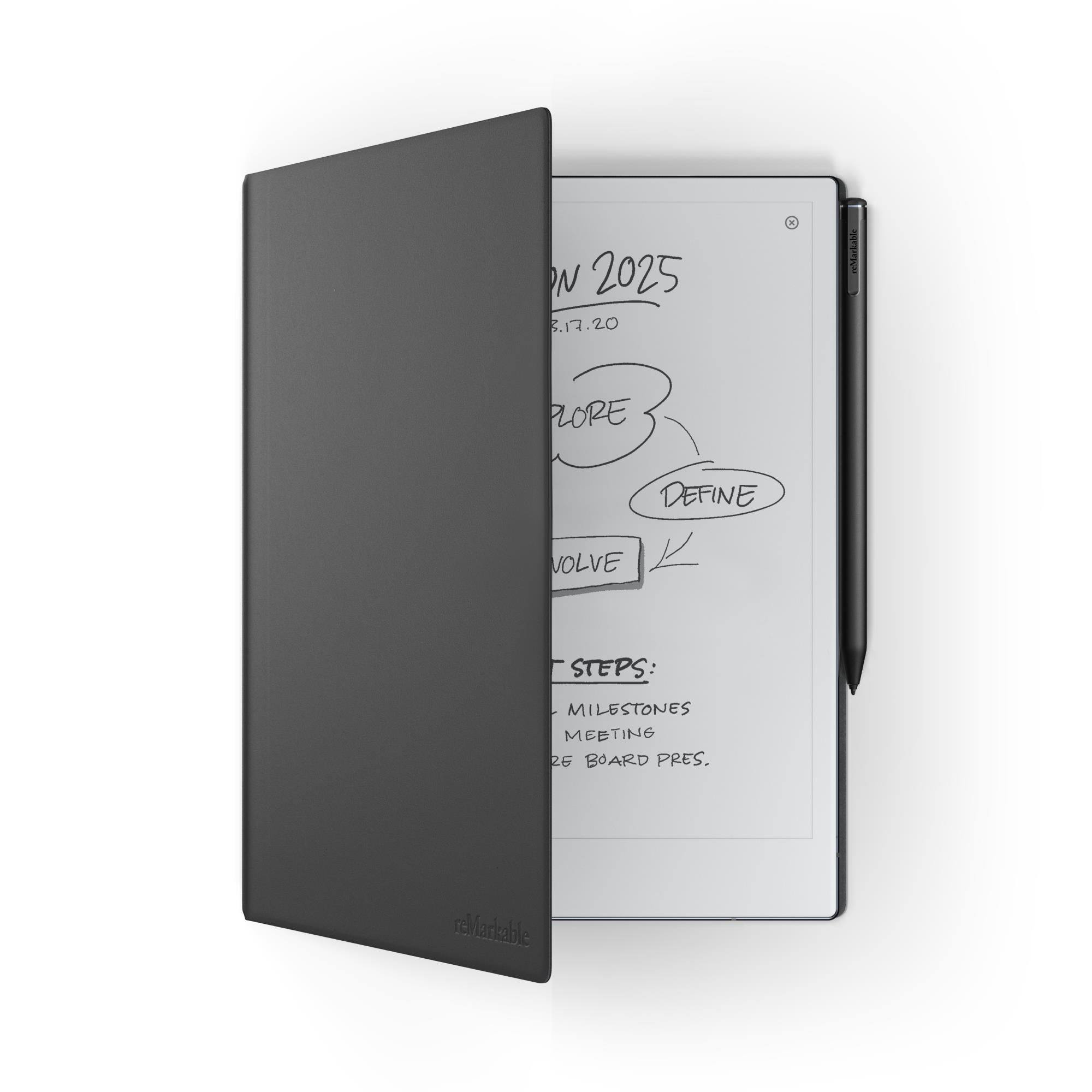 remarkable premium leather book folio for remarkable 2 paper tablet (black)