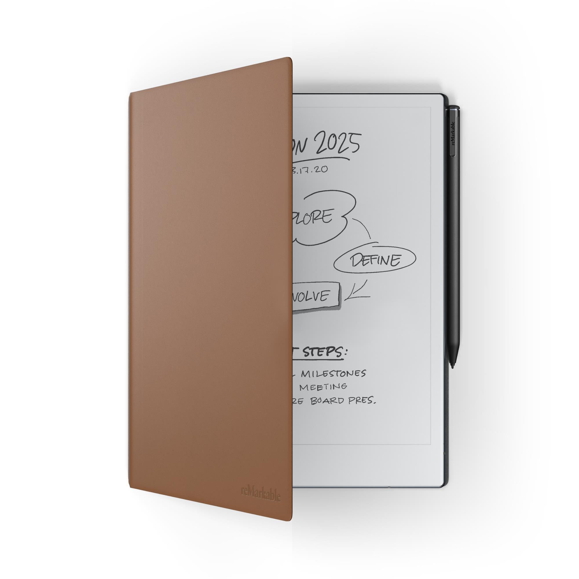 remarkable premium leather book folio for remarkable 2 paper tablet (brown)